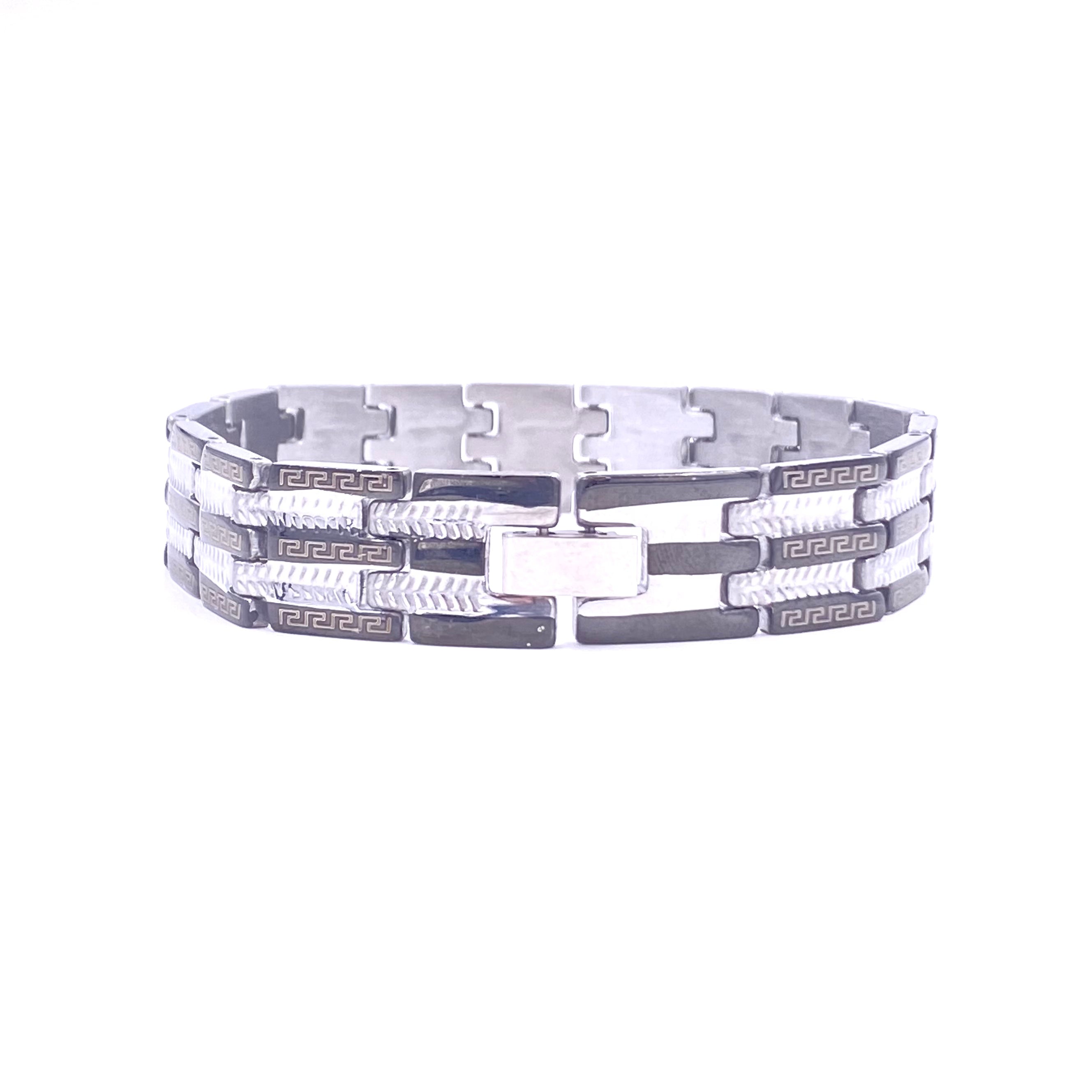 Ashley Gold Stainless Steel Two-Toned Faceted 5-Row Men's Bracelet - Durable & Stylish Jewelry for Men, Perfect for Gifts, Weddings & Everyday Wear