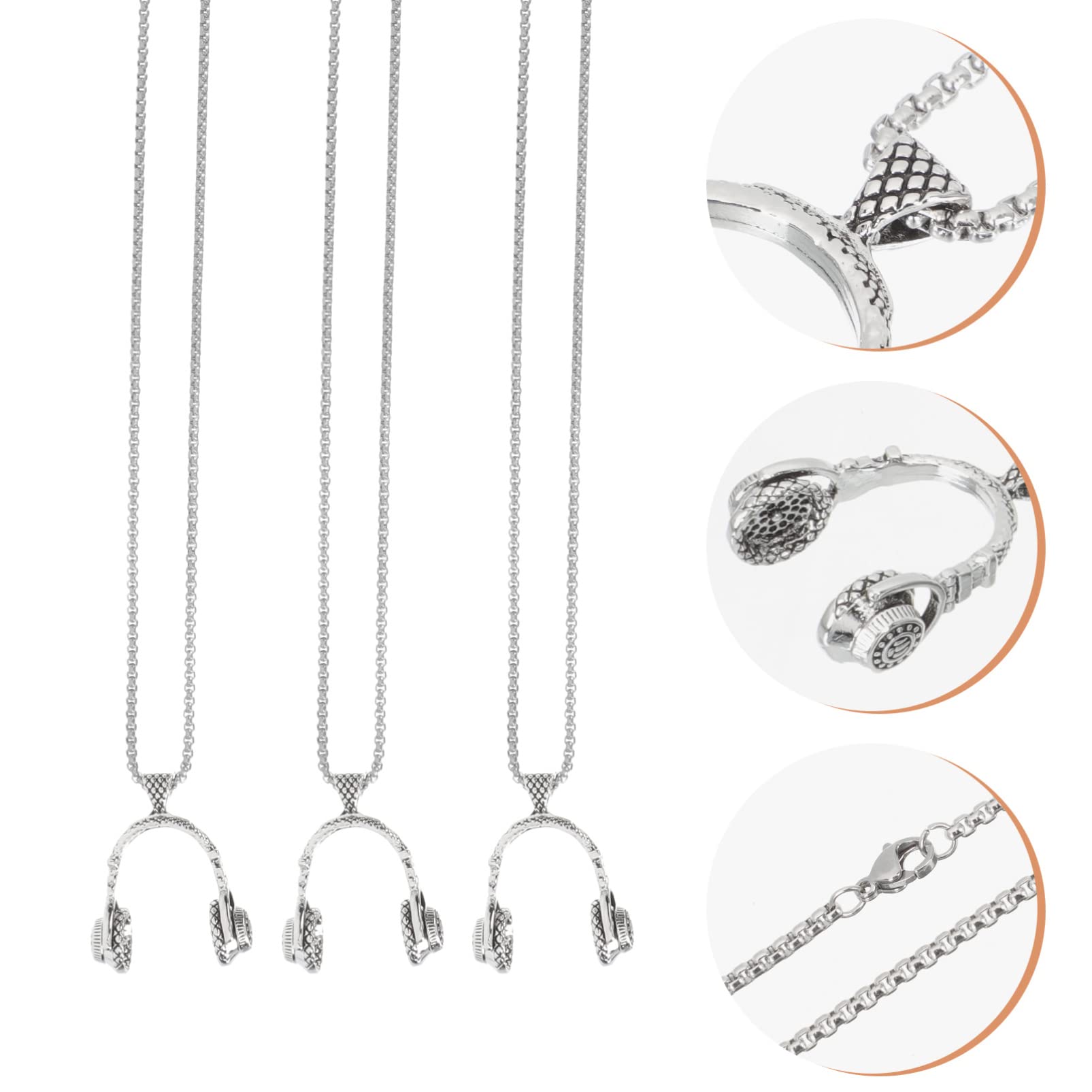 PACKOVE 6 Pcs Headset-Shaped Pendant Necklace Set - Couples Matching Clavicle Chains, Simple & Fashionable Jewelry Gift for Him & Her - Perfect for Valentine's Day, Anniversary & Romantic Dates