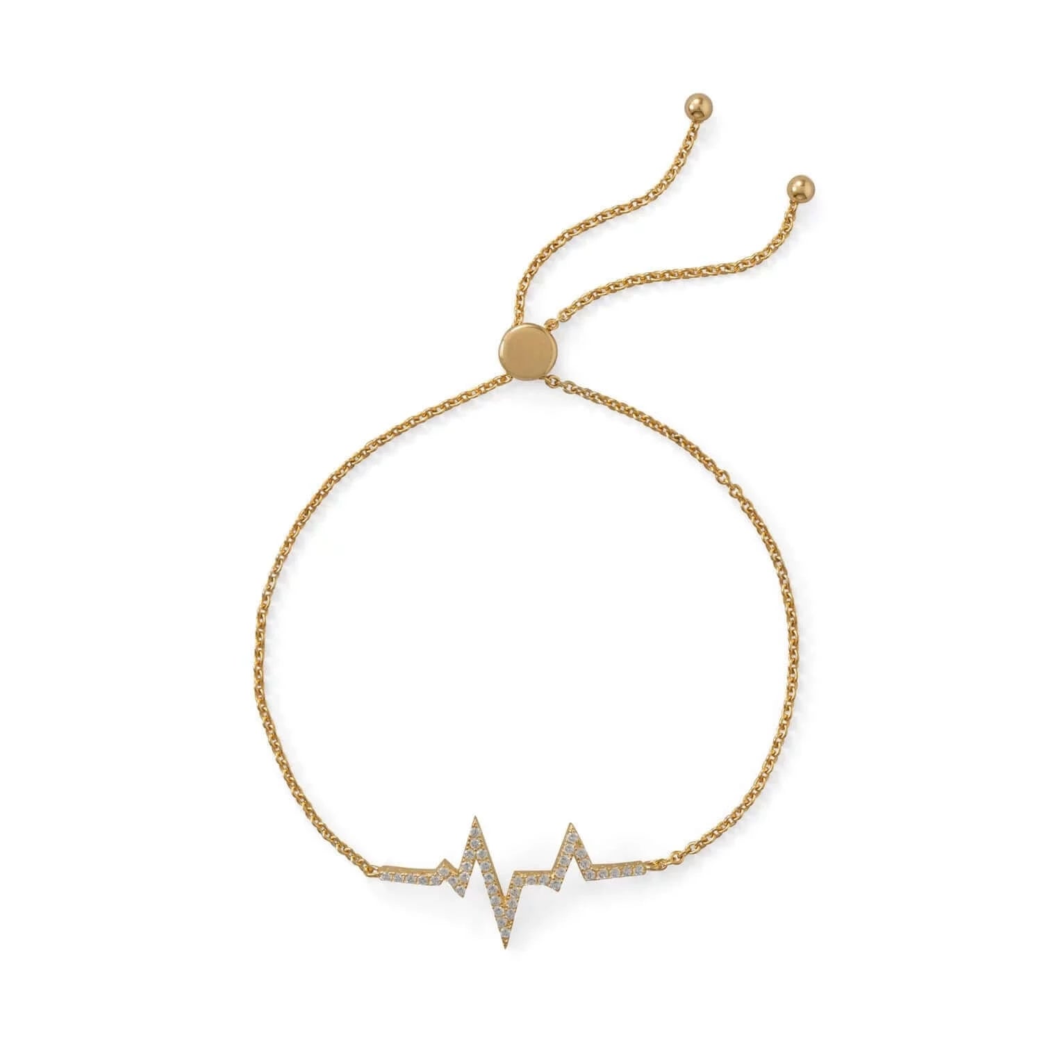 14K Gold Plated Sterling Silver Heartbeat Bolo Bracelet for Women - Adjustable Bangle for Daily Wear, Gift for Her, Valentine's Day & Anniversary Jewelry