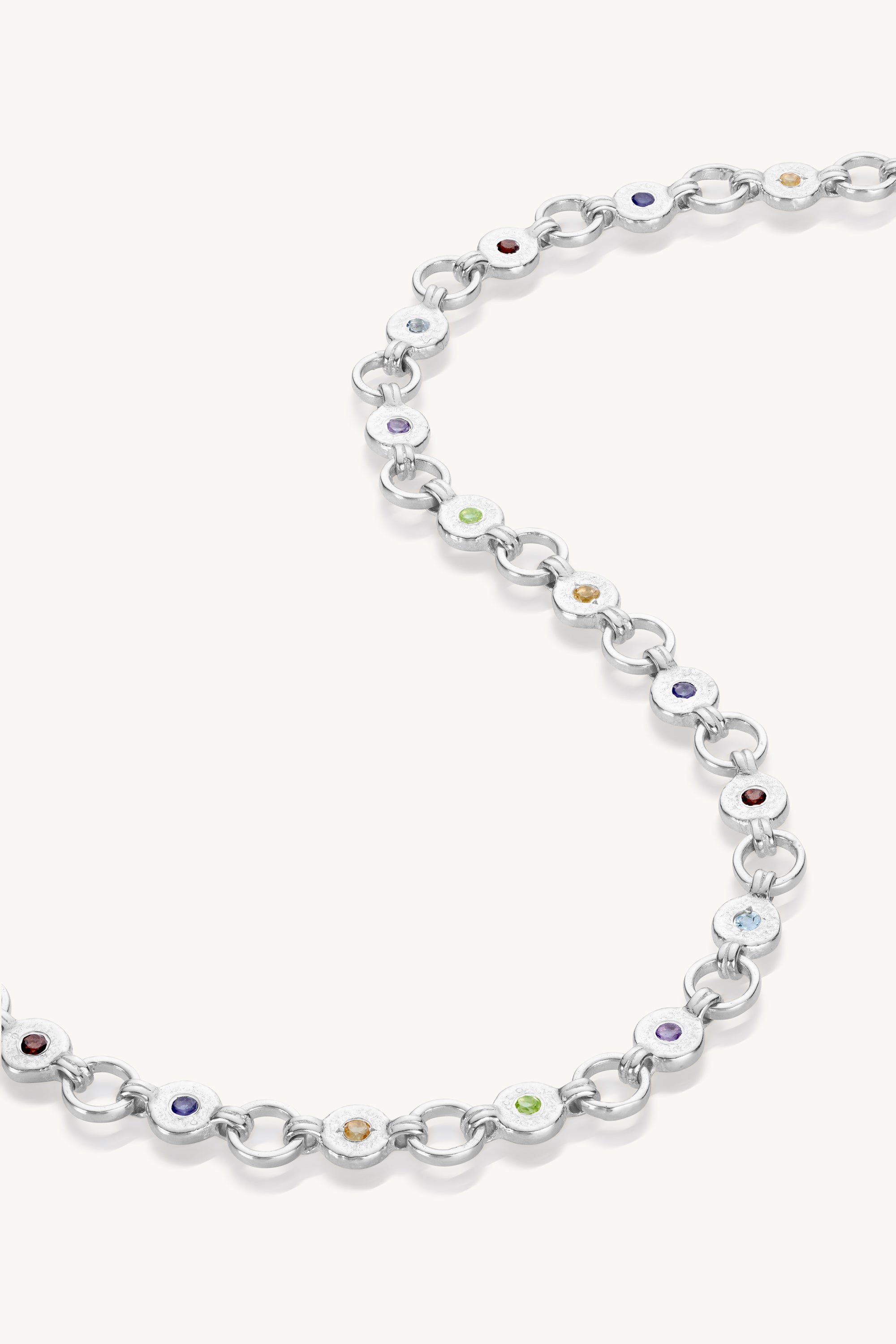 Ellipse Multistone Sterling Silver Necklace for Women - Elegant Layering Jewelry for Everyday Wear & Special Occasions