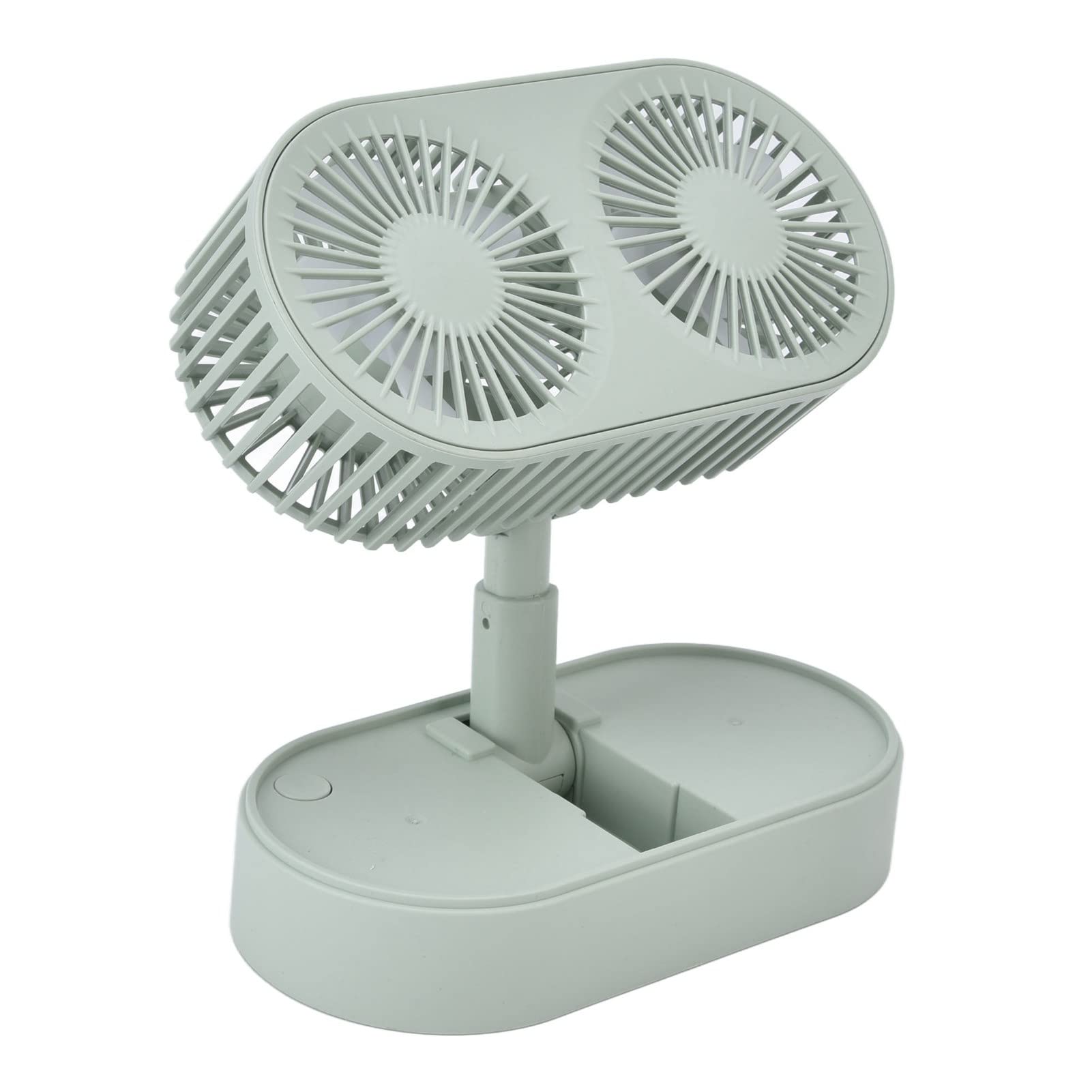 FECAMOS Portable Handheld Fan - Ultra Quiet Dual Blade Cooling Fan for Bedroom, Office & Living Room - Double Leaf Green Design - Perfect for Travel, Work & Home Use