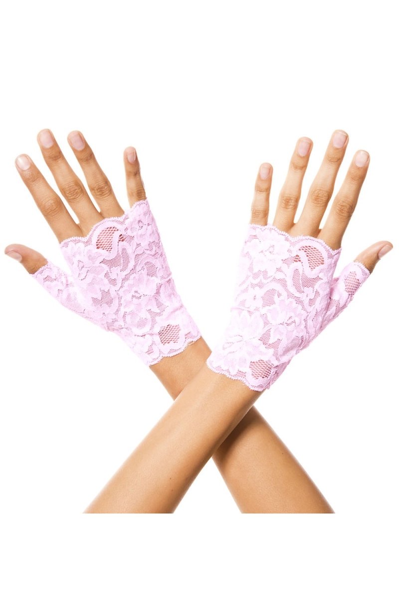 Elegant Lace Fingerless Gloves for Women - Soft Baby Pink Fashion Accessories | Perfect for Weddings, Parties, and Cold Weather Outfits