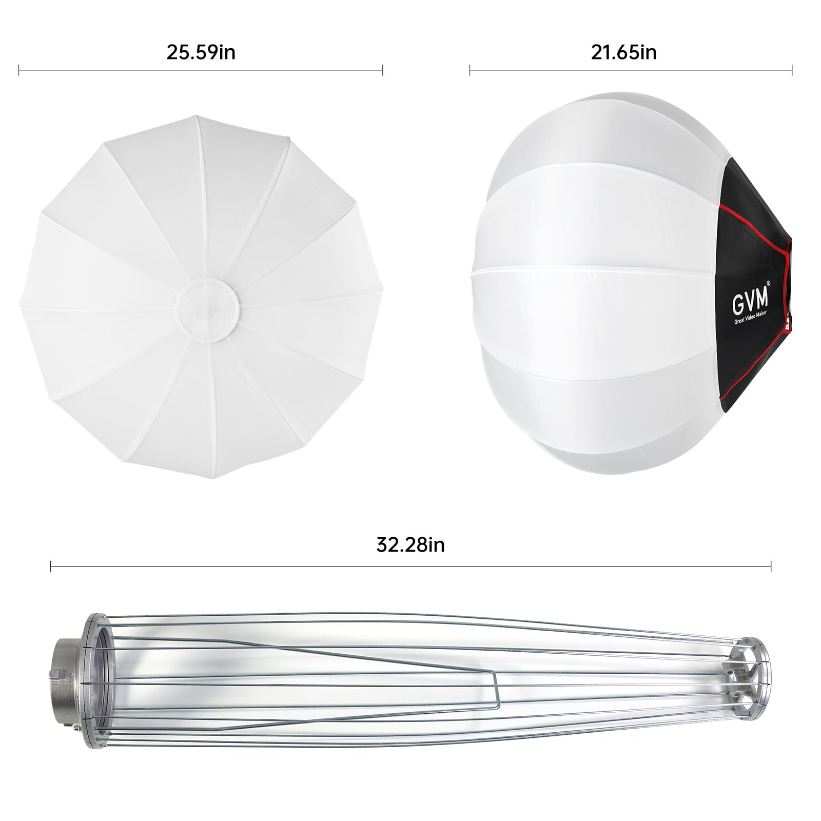 GVM 26-inch/65cm Quick-Setup Bowens Mount Lantern Softbox - Portable Light Modifier for GVM SD Series & Compatible Studio Lights - Perfect for Portrait, Product Photography & YouTube Videos