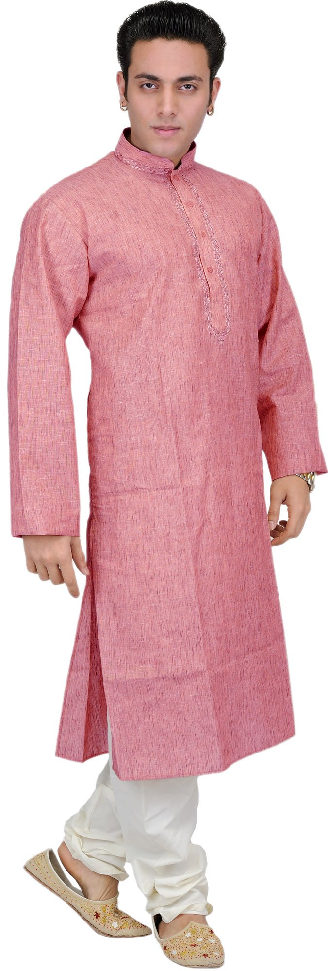 Handmade Plain Khadi Kurta Pajama Set with Elegant Neck Embroidery | Comfortable Indian Ethnic Wear for Men | Perfect for Festivals, Weddings & Cultural Events