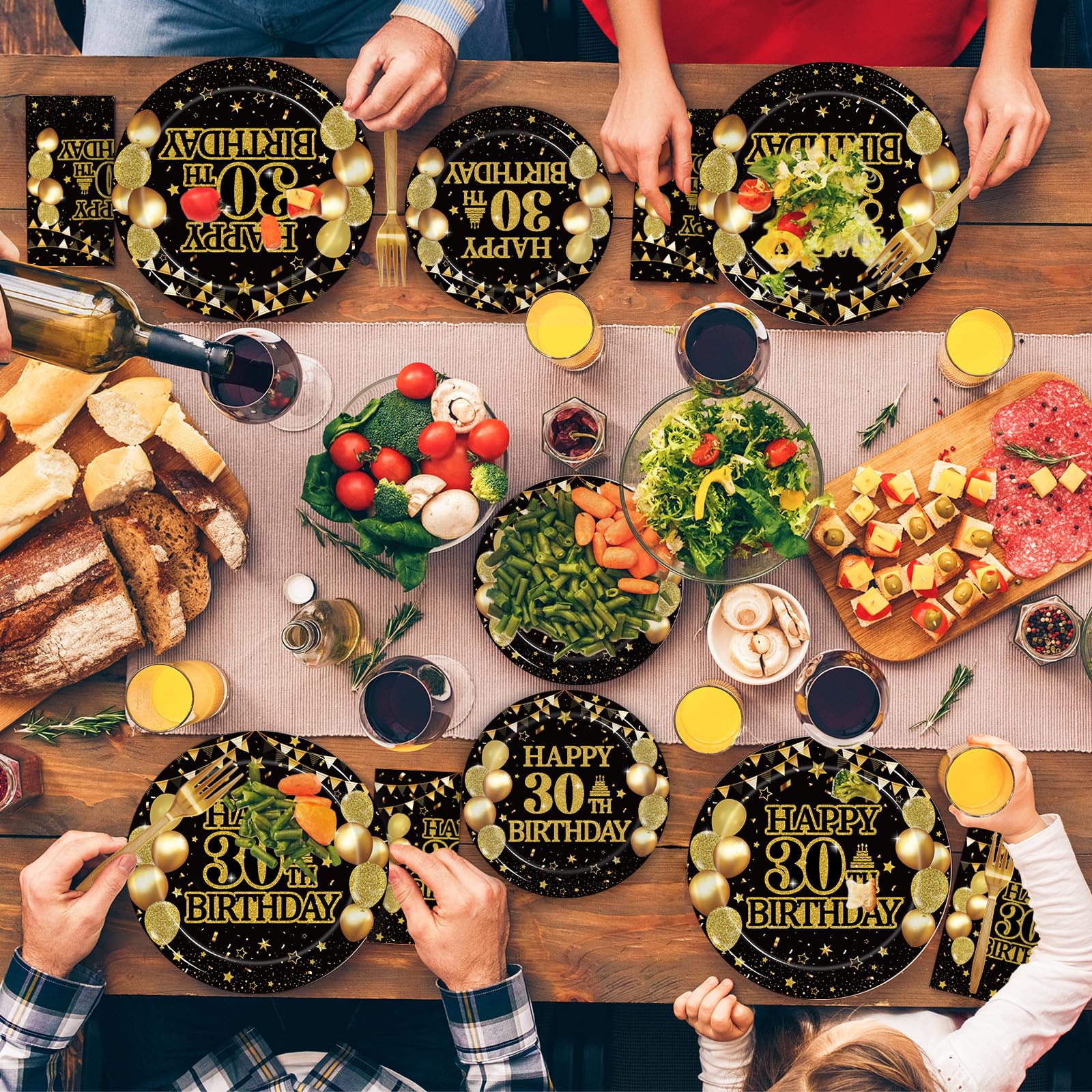 96-Piece 30th Birthday Party Tableware Set - Back in 1995 Themed Decorations for Men & Women | Disposable Paper Plates, Napkins, Forks & Favors (Serves 24) - Perfect for 90s Nostalgic Parties, Milestone Celebrations & Themed Gatherings