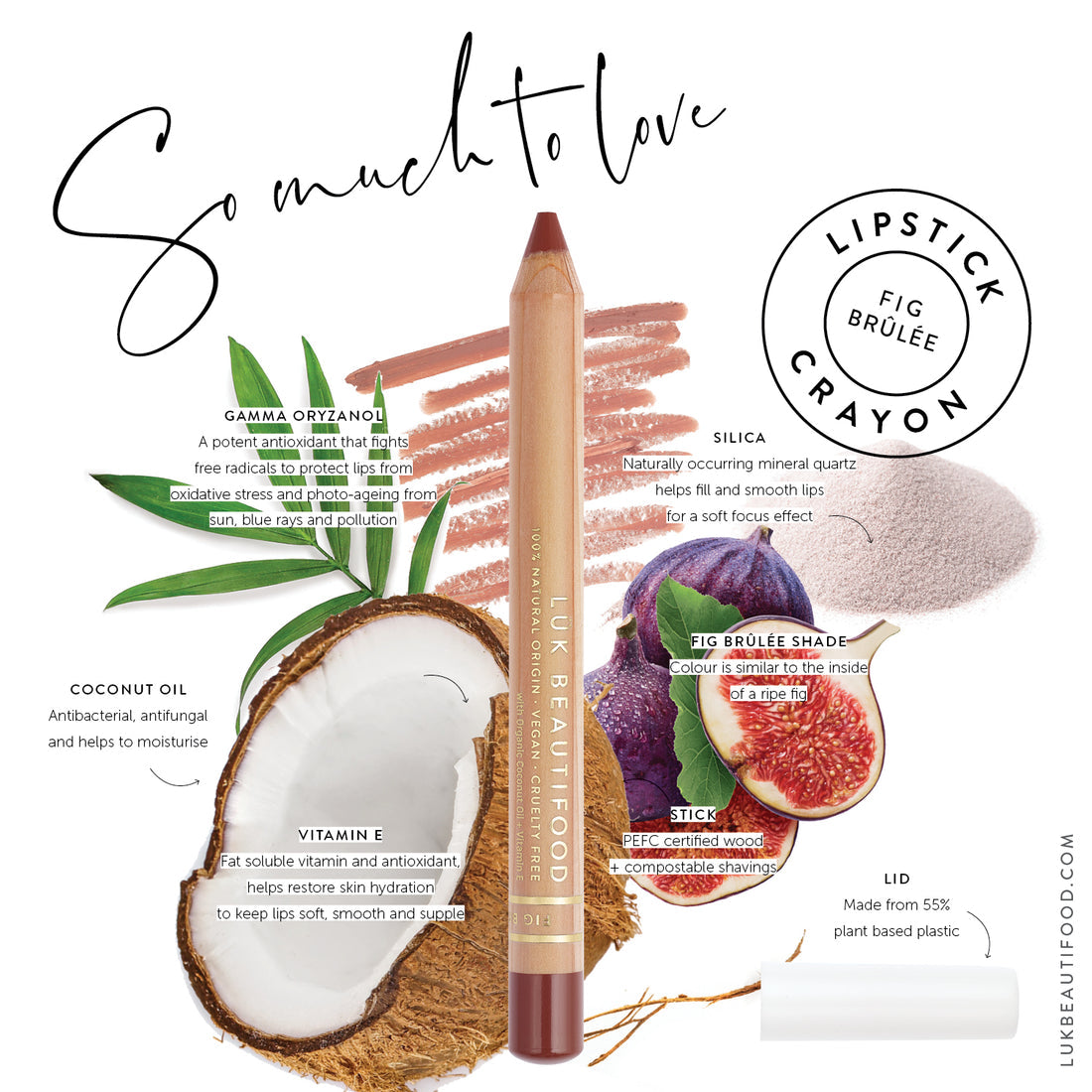 Natural Lipstick Crayon in Fig Brûlée - Vegan, Long-Lasting Matte Lip Color for Everyday Wear & Special Occasions