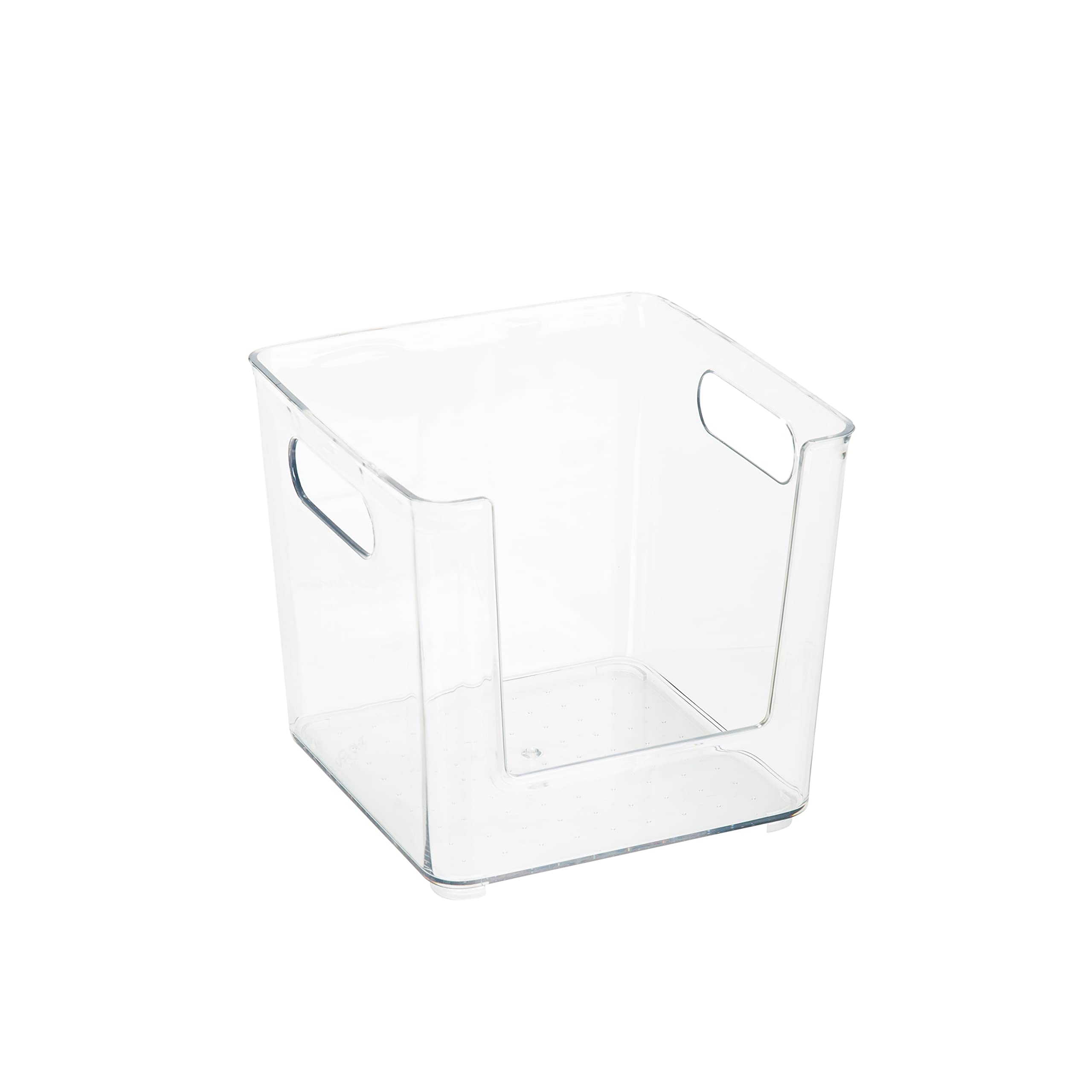 Clear Open Front Organizer Bin for Kitchen Cabinets, Pantry, Fridge, Bathroom & Office Storage - Small Space-Saving Tote for Easy Organization