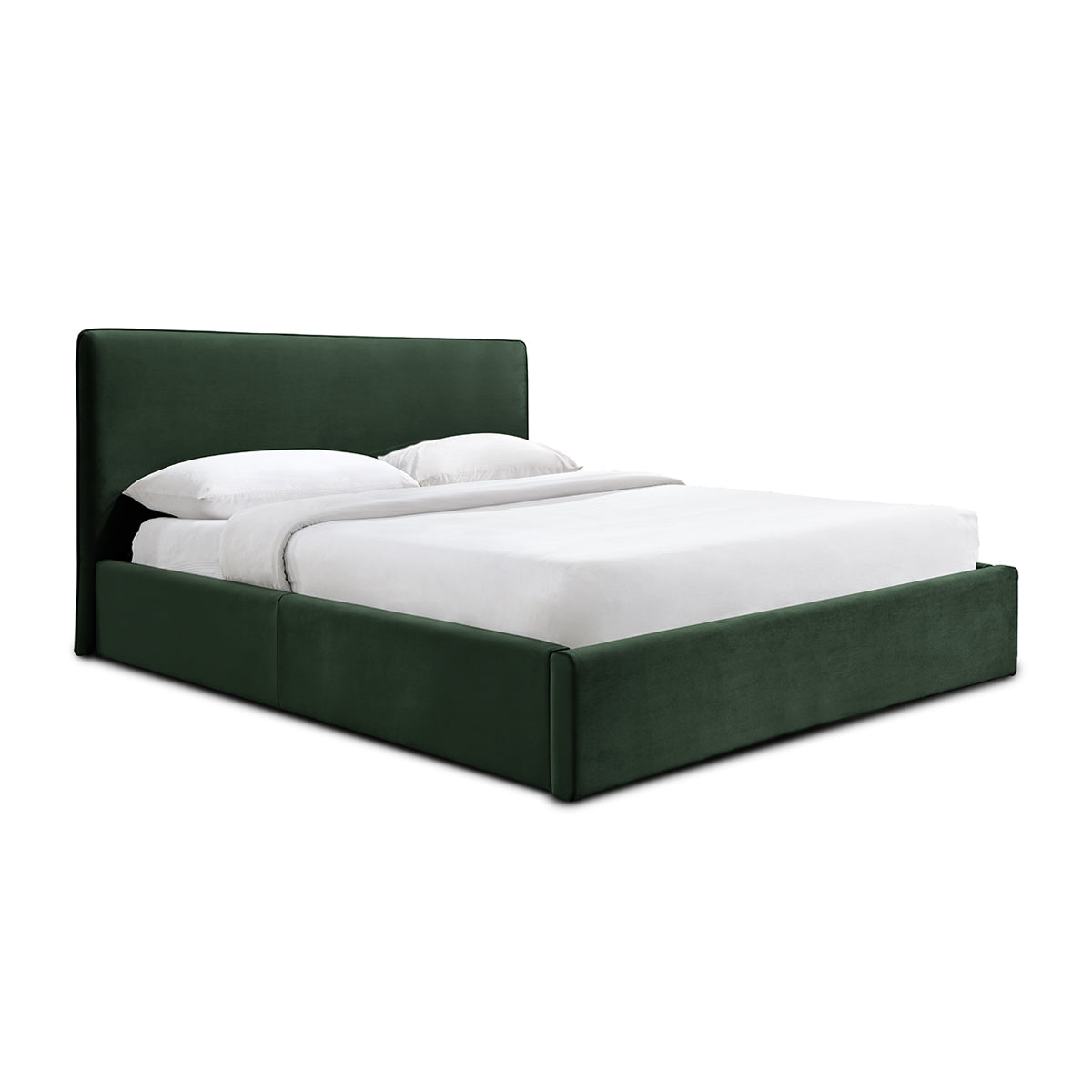 Luxury Dane Velvet King Size Bed Frame - Forest Green Upholstered Platform Bed with Wooden Slats | Perfect for Master Bedroom, Guest Room & Modern Home Decor