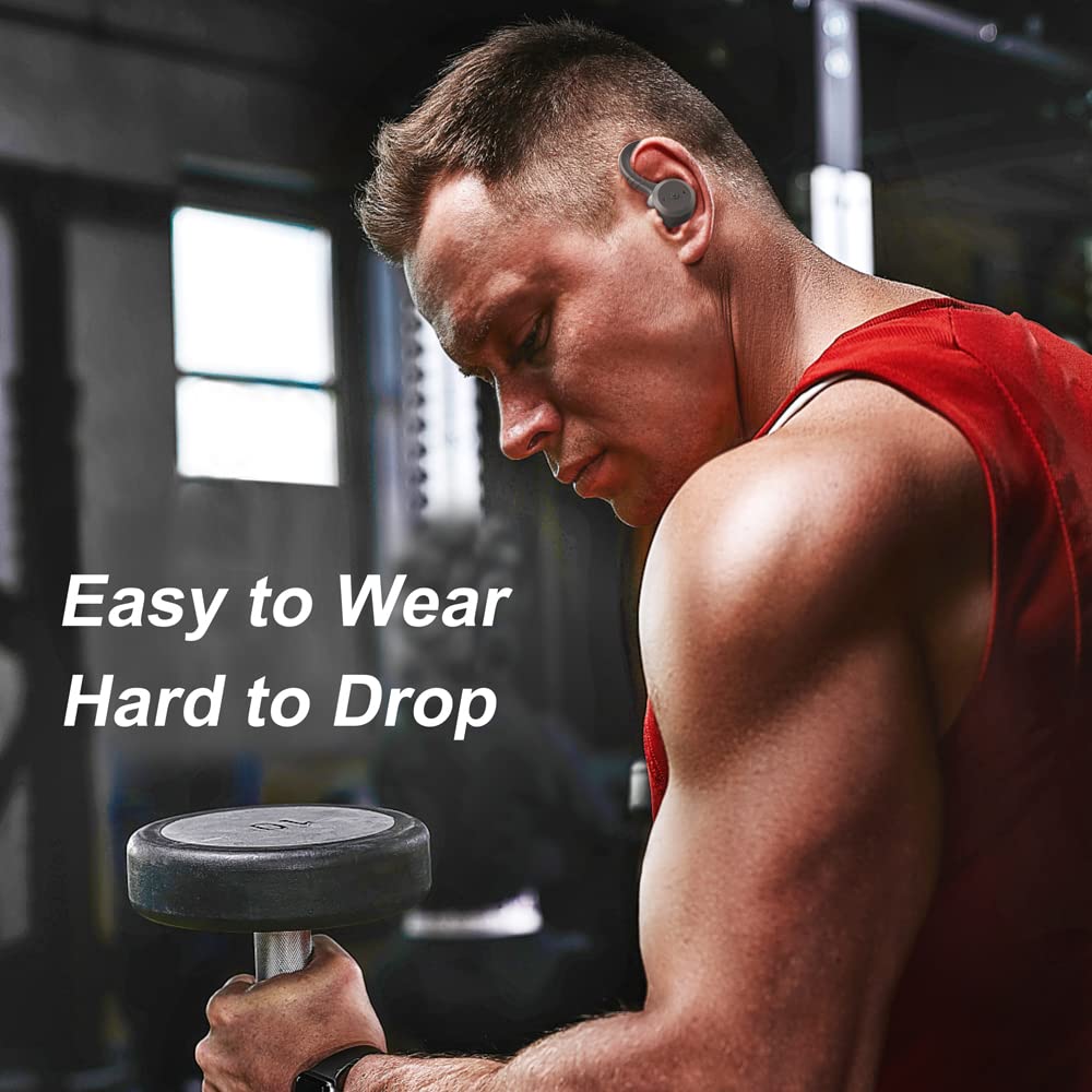 VOSON Wireless Bluetooth Earbuds with Earhooks, IPX7 Waterproof Sports Headphones with Built-in Mic & Deep Bass - Perfect for Running, Gym Workouts & Outdoor Activities