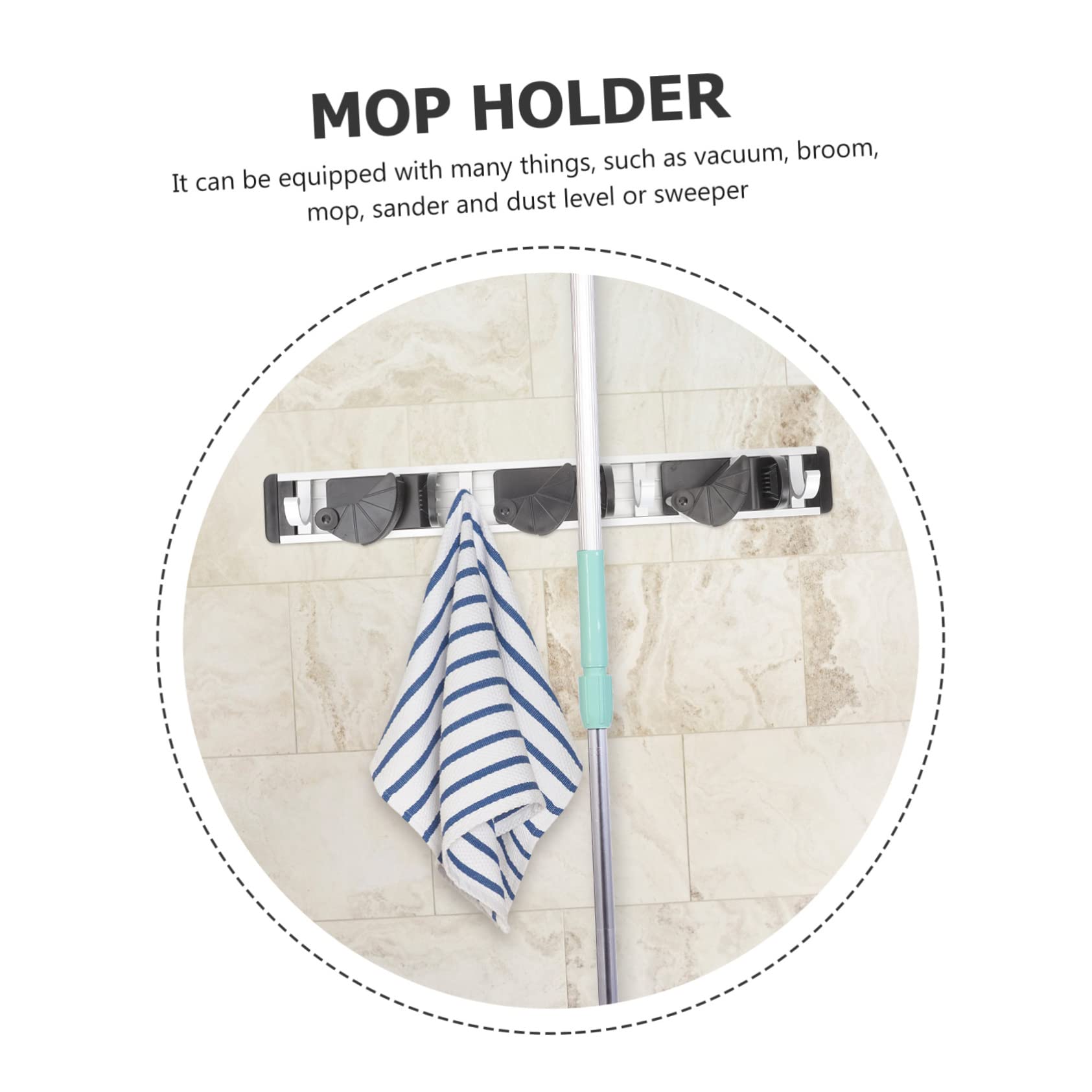 3-Piece Round Soap Tin Mop Holder - Wall Mounted Broom & Mop Organizer for Kitchen, Bathroom, Garage Storage - Durable ABS Plastic Cleaning Tool Hanger for Home Organization