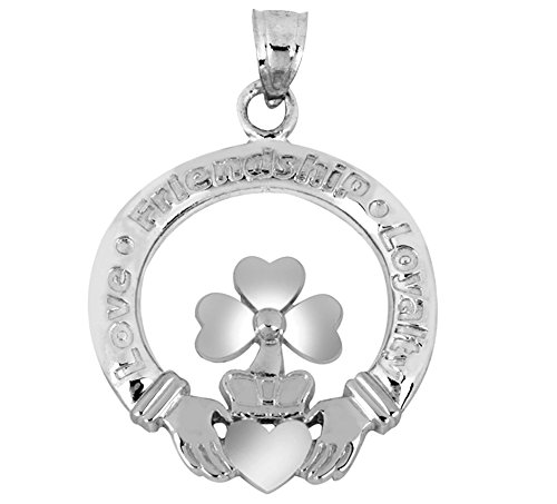 925 Sterling Silver Clover Claddagh Charm Pendant Necklace for Women - Irish Jewelry Gift for St. Patrick's Day, Birthday & Anniversary - Elegant Celtic Symbol Necklace for Everyday Wear & Special Occasions