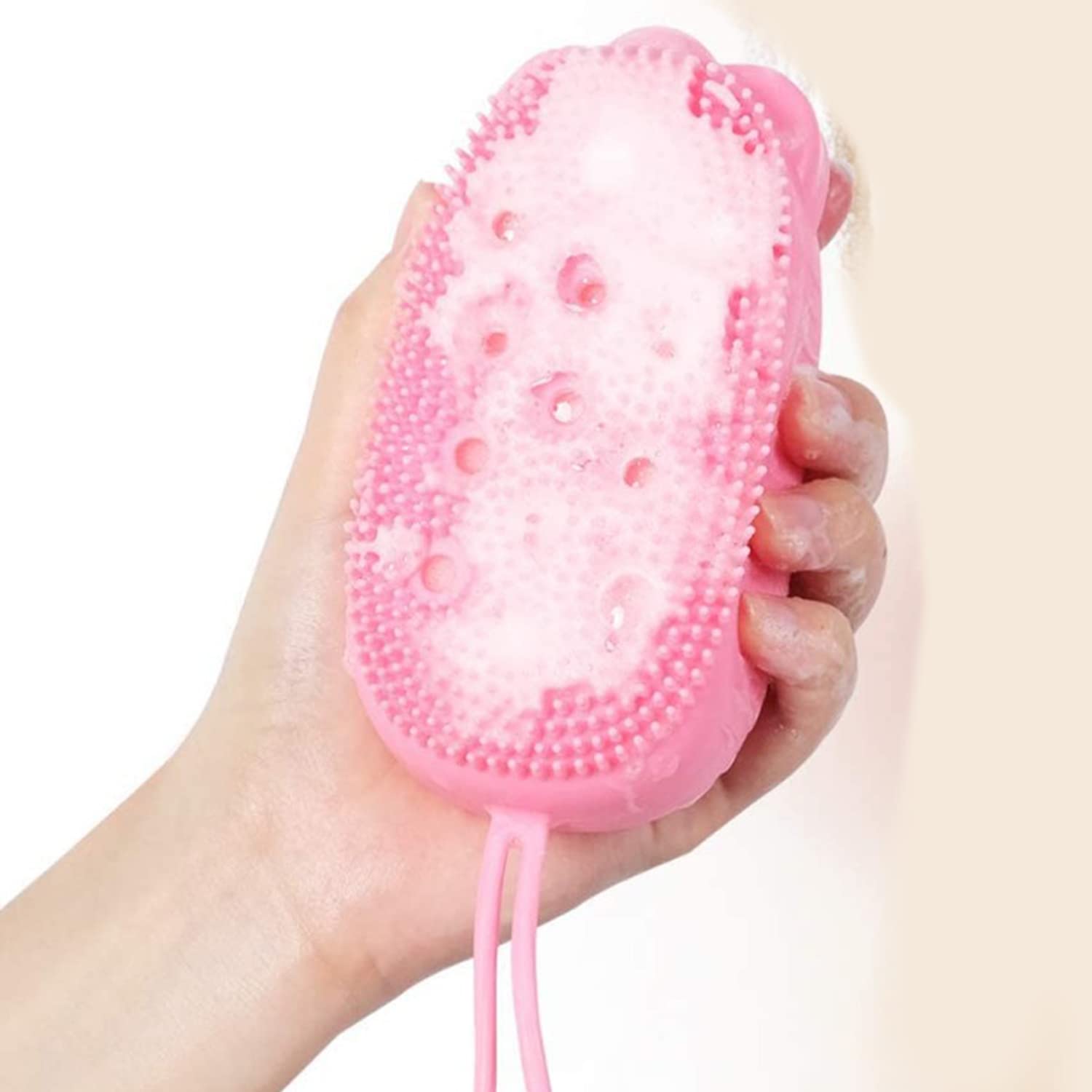 PRIVA Silicone Bubble Bath Body Brush & Back Scrubber - Quick Foaming Massage Sponge for Shower | Soft Exfoliating Skin Cleaner for Men & Women | Perfect for Relaxing Bath & Spa Days