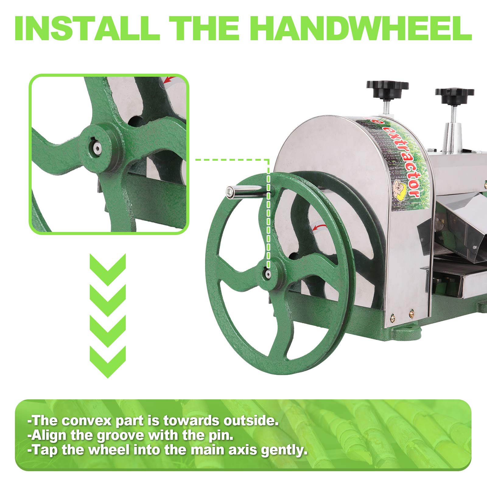 Professional Stainless Steel Manual Sugarcane Juice Machine - 110LBS/Hour Output, 2