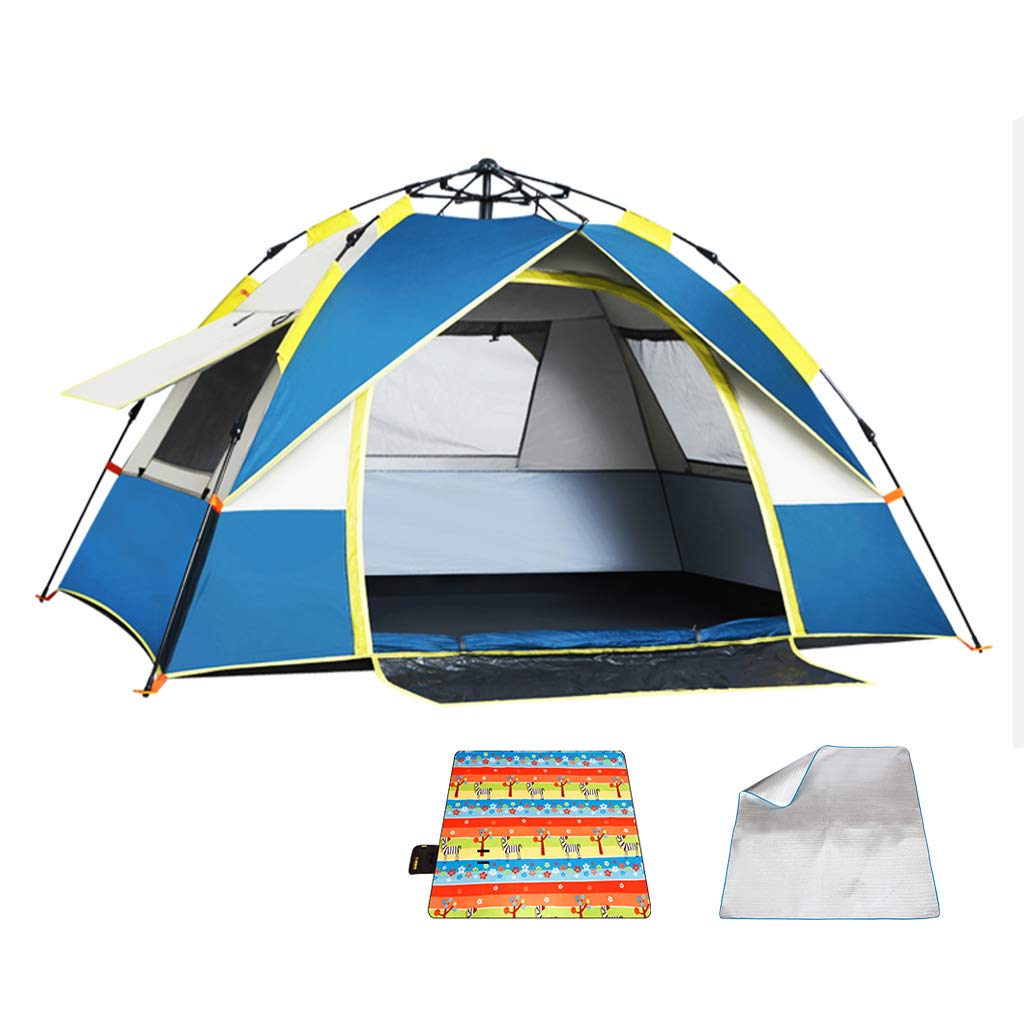 ADKINC Professional 2-4 Person Backpacking Tent - 3 Season Weatherproof, Double Layer, Large Space with FRP Rod for Outdoor Camping, Hiking, Hunting & Travel | Perfect for Family Adventures & Backpacking Trips (Blue)