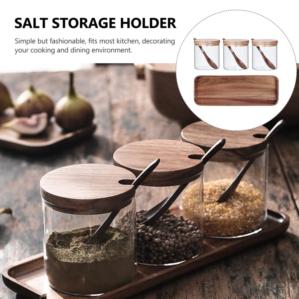 Premium 6-Piece Clear Glass Seasoning Jar Set with Wooden Lids - Spice Storage Containers for Salt, Pepper, Herbs & Spices - Perfect for Kitchen Organization & Cooking Essentials