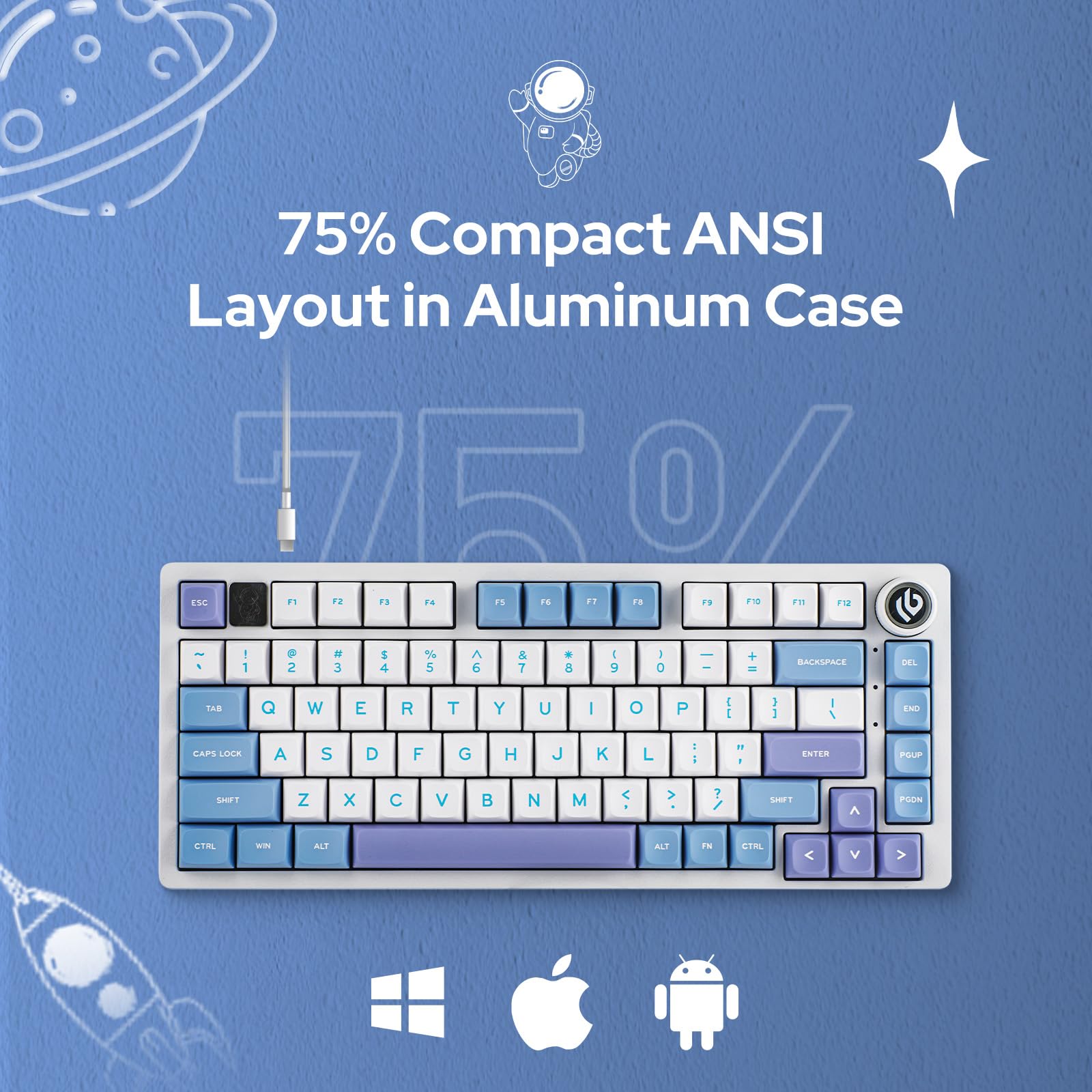 EPOMAKER Hi75 Aluminum Mechanical Keyboard - Hot Swappable RGB Gaming Keyboard for PC & Mac