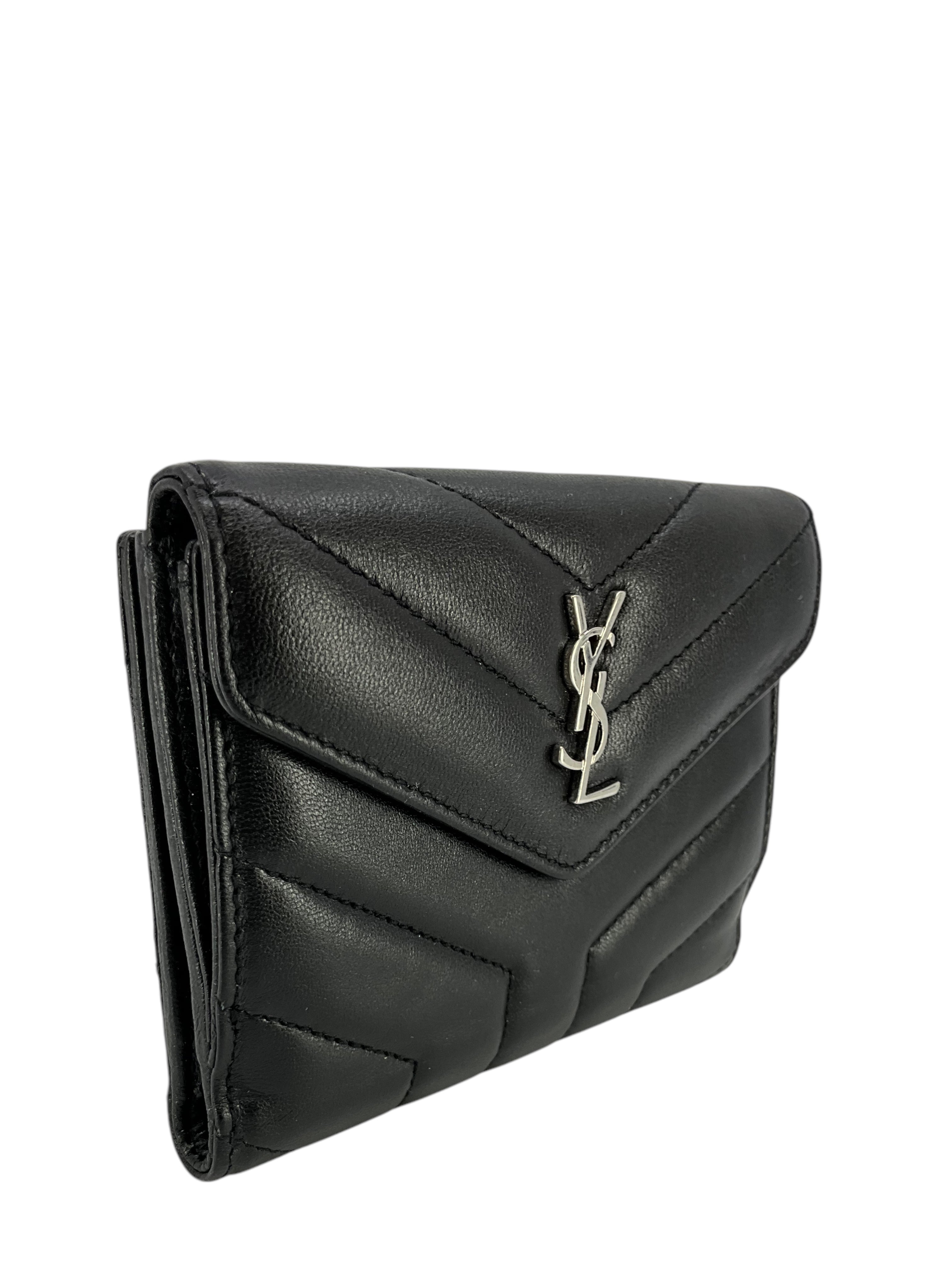 Saint Laurent YSL Quilted Lambskin Compact Loulou Wallet - Luxury Designer Wristlet Clutch for Women | Perfect for Evening Events, Parties & Date Nights