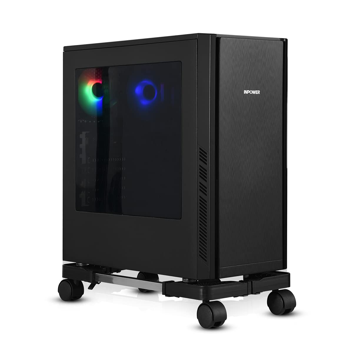 Adjustable CPU Stand for PC with Wheels and Brakes - Removable Computer Case Holder for Desktop - Black - Perfect for Office, Gaming, and Home Workspace Organization