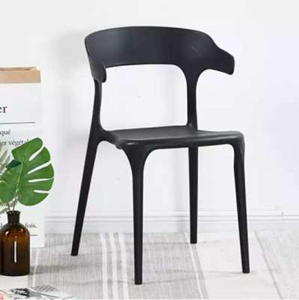 Modern Minimalist Plastic Dining Chair - Nordic Style Home & Cafe Furniture - Lightweight & Durable for Kitchen, Restaurant, Coffee Shop (Black) - Perfect for Indoor Dining, Office Waiting Areas & Outdoor Patio Use