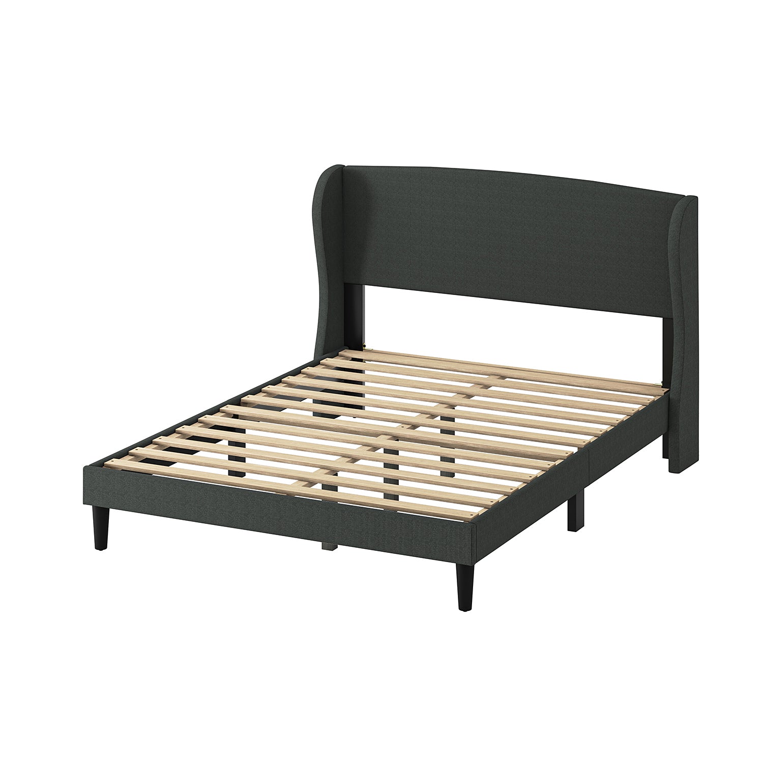 Baotist Upholstered Wingback Platform Bed Frame - Queen Size Modern Bedroom Furniture for Master Bedroom, Guest Room & Apartment