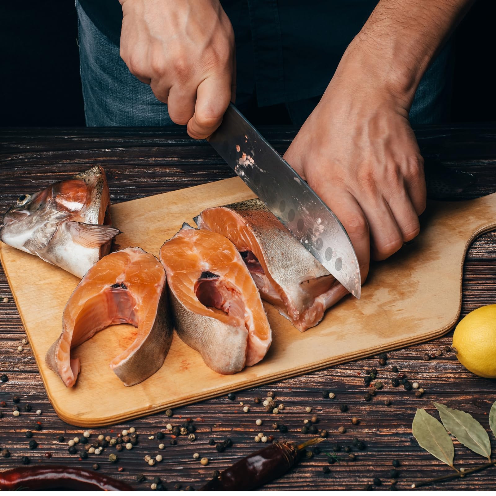 Huusk Japanese 7 Inch Santoku Knife - Ultra Sharp High Carbon Steel Blade, Professional Ergonomic Handle - Perfect for Home Kitchen, Slicing & Dicing - Ideal Gift for Men & Women (Father's Day, Christmas)