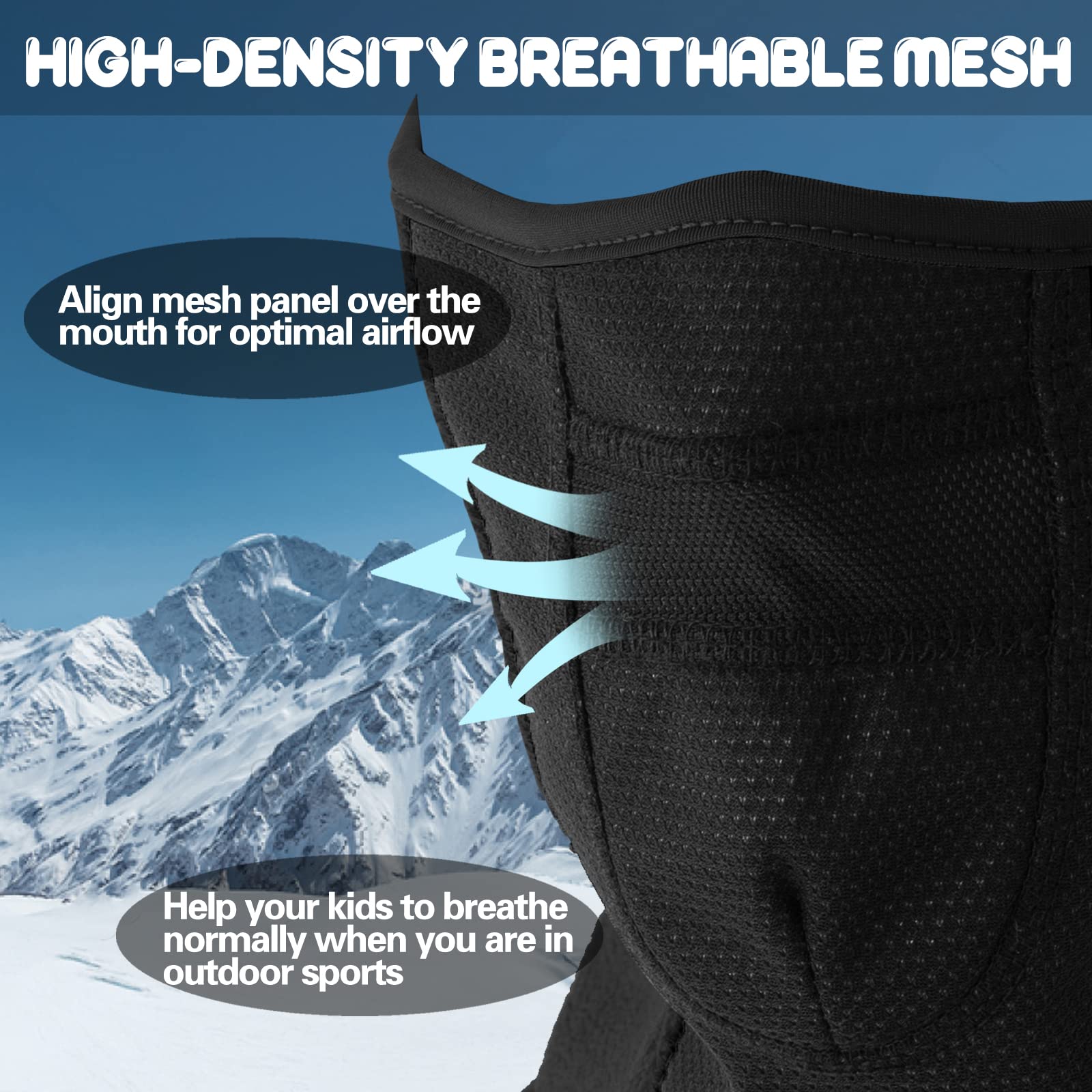 Breathable Kids Balaclava Ski Mask - Windproof Winter Face Mask & Neck Warmer for Boys & Girls - Perfect for Skiing, Running, Cycling & Outdoor Winter Activities