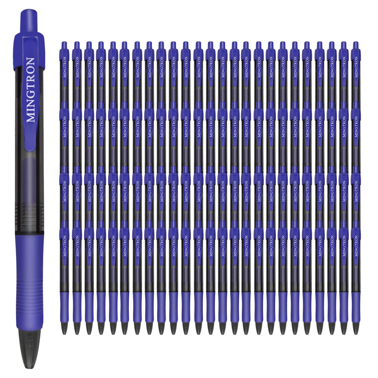 100 Pack Blue Gel Pens - 0.5mm Fine Point No Smear Ink - Left-Handed Friendly Click Retractable Rollerball Pens for Smooth Writing (Navy Blue) - Perfect for Office, School, Note Taking & Journaling