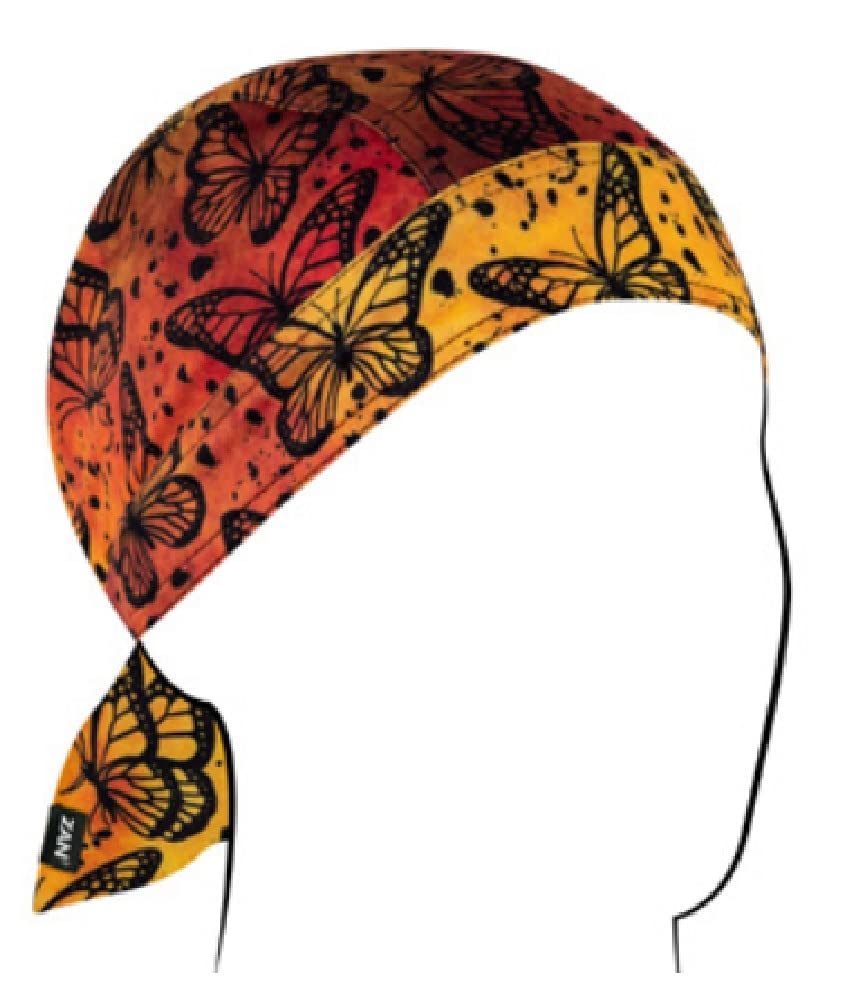 Monarch Butterfly Black & Gold Orange Durag – Moisture-Wicking Doo Rag, Biker Skull Cap & Helmet Liner for Motorcycle Riding, Sports & Fashion