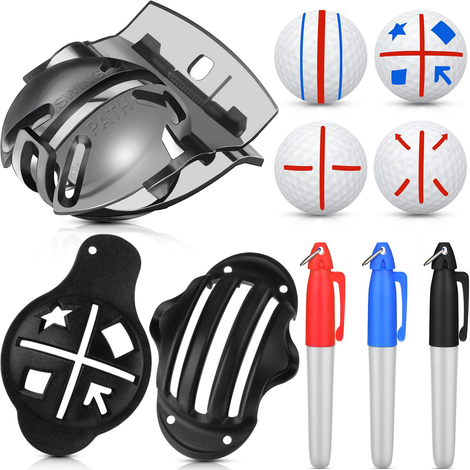 **Sumind Golf Ball Alignment Kit - 3 Pack Golf Ball Line Liner Marker, Drawing Tool & 3 Line Marker with 3 Golf Ball Marker Pens - Perfect for Putting Alignment & Practice**
