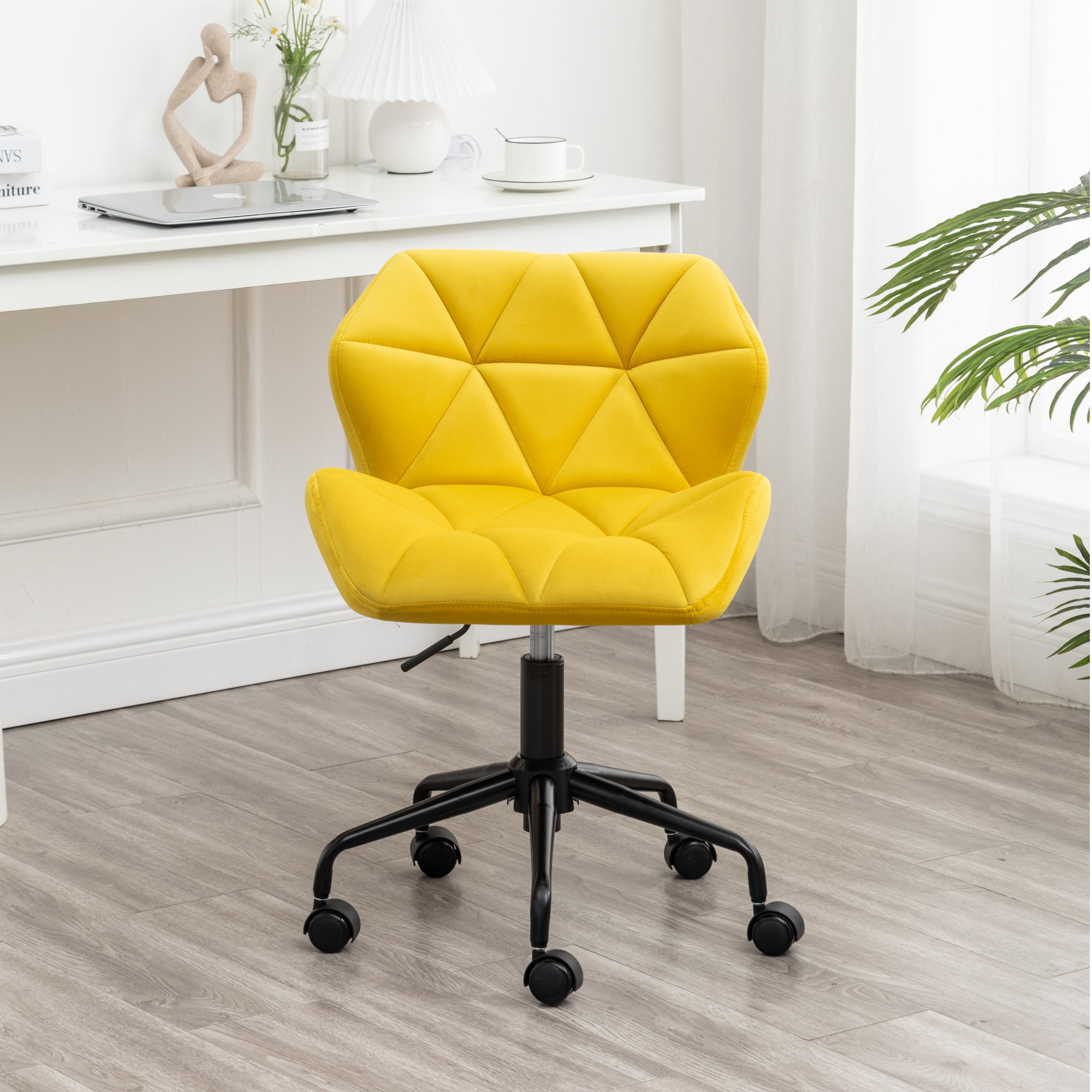 Roundhill Furniture Eldon Diamond Tufted Adjustable Swivel Office Chair - Ergonomic Executive Desk Chair with Lumbar Support for Home & Office Workspace