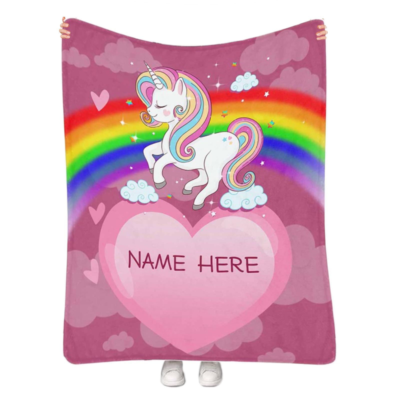 **Personalized Unicorn Throw Blanket for Girls - Custom Name Baby Blanket for Toddlers, Kids & Women - Soft Cozy Gift for Birthday, Christmas & Nursery Decor**
