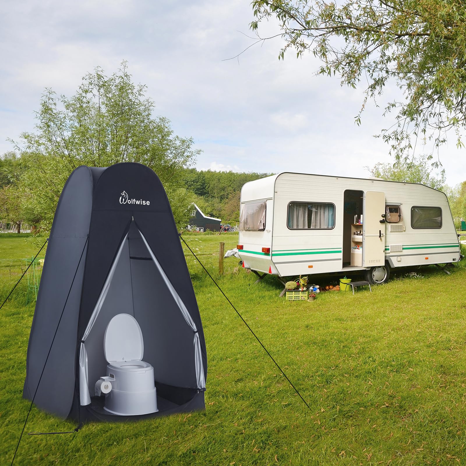 Portable Pop Up Shower Tent - 6.6FT Spacious Privacy Changing Room for Camping, Beach, Hiking & Outdoor Activities | Quick Setup Dressing Shelter for Toilet, Biking & Travel