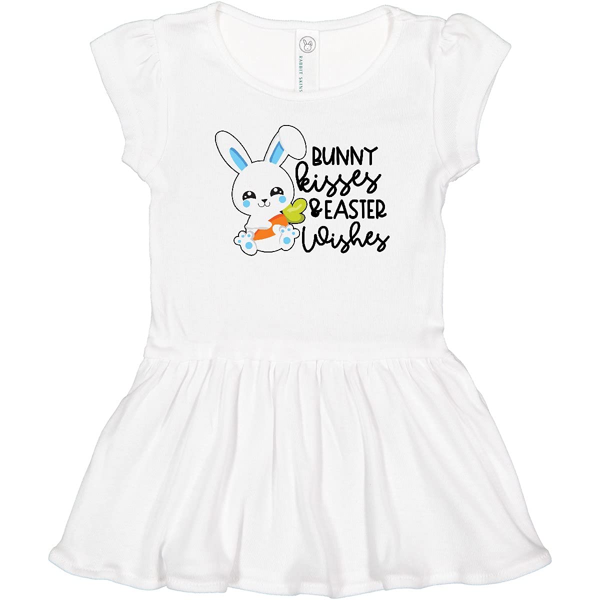 Inktastic Easter Bunny Kisses and Easter Wishes Blue Toddler Dress - Cute Holiday Outfit for Easter Celebrations, Spring Photos & Family Gatherings