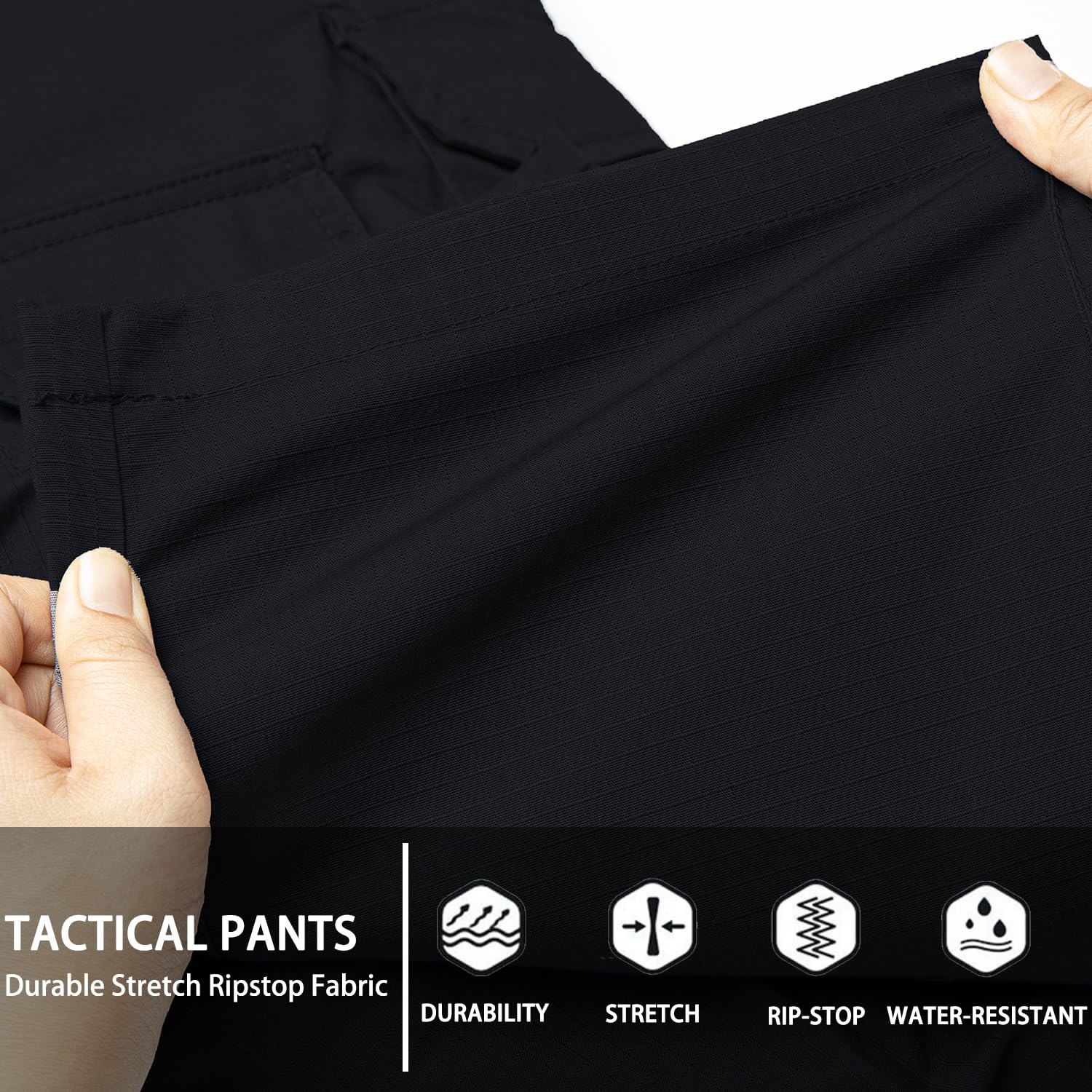 Men's Stretch Tactical Pants - Water Resistant Ripstop Cargo Pants for Outdoor, Work & Hiking | Lightweight Durable EDC Pants for Camping, Travel & Tactical Use