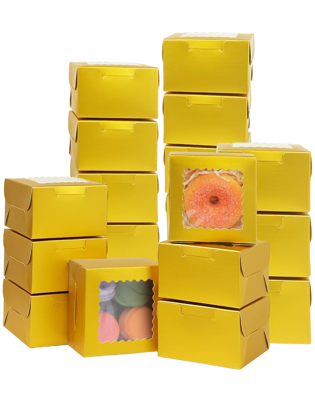 Gold Bakery Boxes 60pcs 4x4x2.5