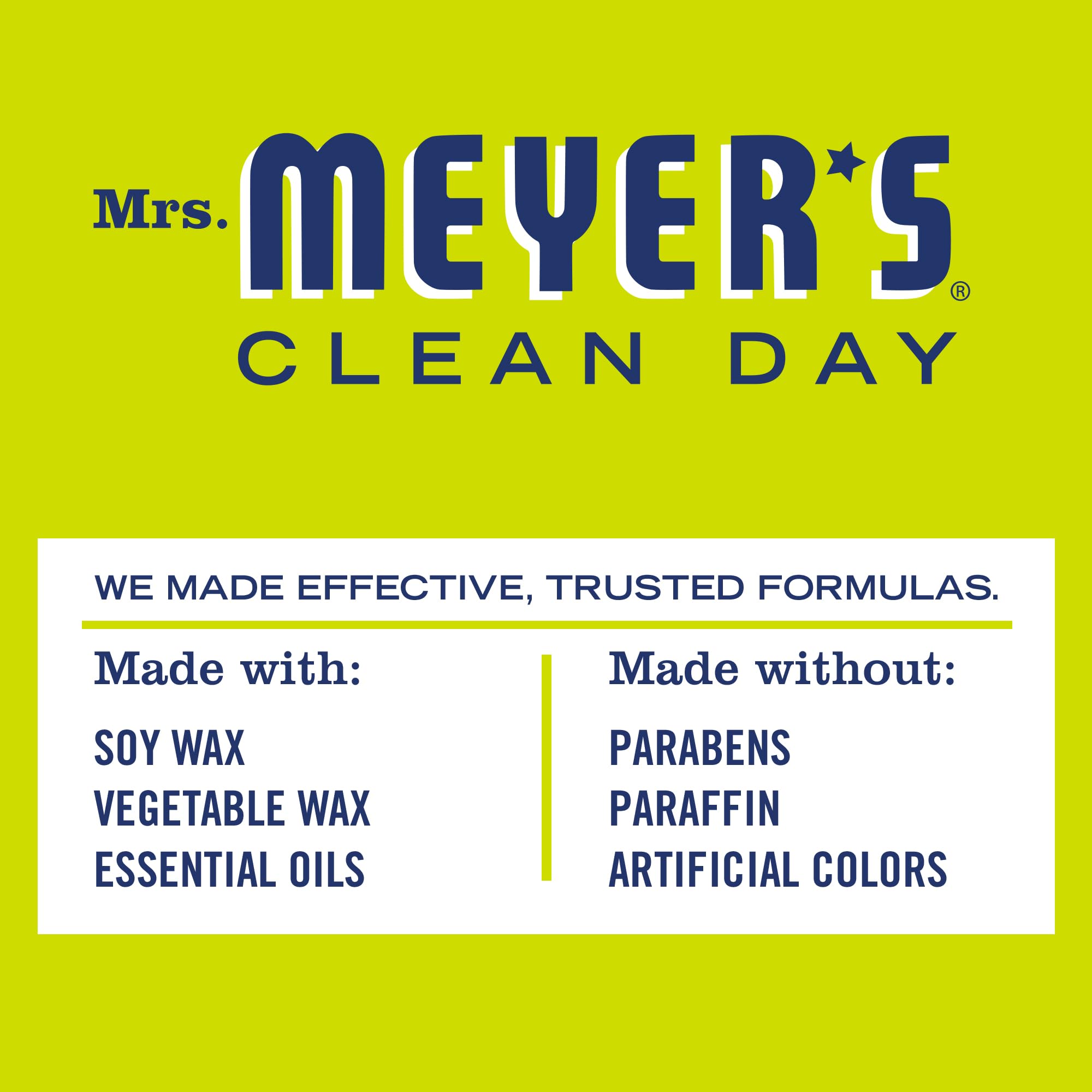 Mrs. Meyer's Clean Day Lemon Verbena Scented Soy Candle - 25 Hour Burn Time, Soy Wax & Essential Oils, 4.9 oz - Perfect for Relaxation, Aromatherapy & Home Decor