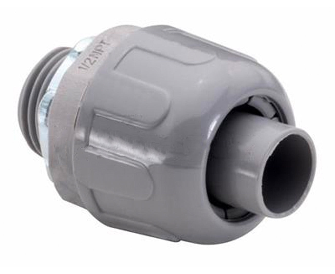 1/2 Inch Gray Nylon Straight Liquid Tight Connector - Waterproof Electrical Fitting for Outdoor & Industrial Wiring Applications