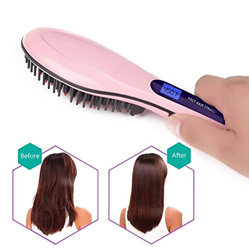 GREEVA Electric Hair Straightener Brush - Digital Display & Adjustable Temperature Control (Multicolor) | Salon-Quality Styling for Straight, Smooth Hair at Home or Travel