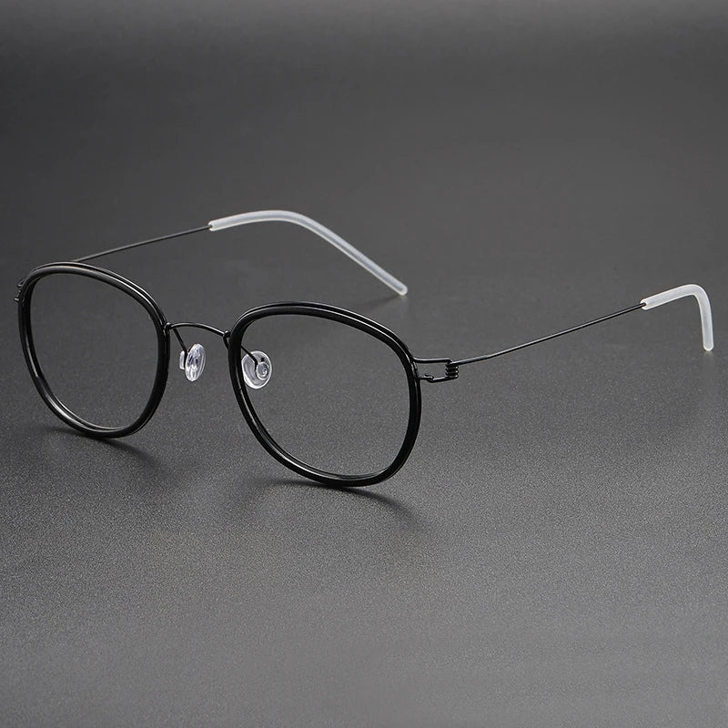 Stylish Black Full Rim Oval Screwless Titanium Acetate Eyeglasses for Women - Model 6611 | Perfect for Office, Reading & Everyday Fashion