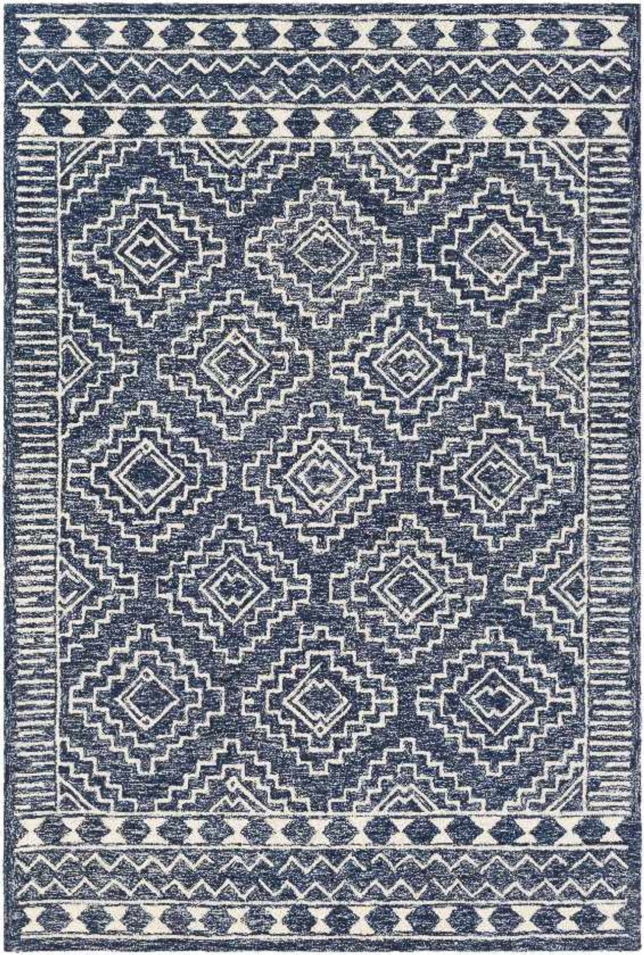 Mark&Day 4x6 Dark Blue Wool Area Rug – Soft & Durable Vledder Global Design for Living Room, Bedroom, Kitchen – Perfect for Cozy Home Decor & High-Traffic Areas (4' x 6')