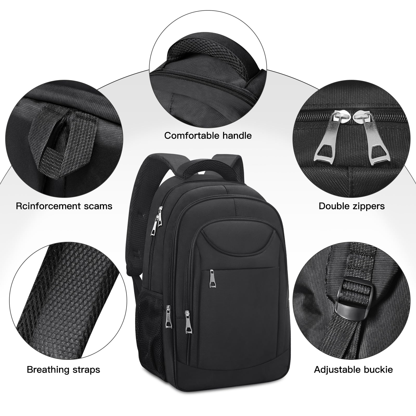 15.6 Inch Anti-Theft Laptop Backpack for Men & Women - Durable School, Travel & Business Computer Bag with USB Charging Port - Perfect for College Students, Office Commuters & Digital Nomads (Black)