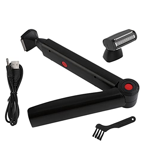 USB Rechargeable Long Handle Back Hair Trimmer for Men - 2-in-1 Foldable Design with Big Blade | Perfect for Back, Shoulder & Body Hair Removal at Home or Gym