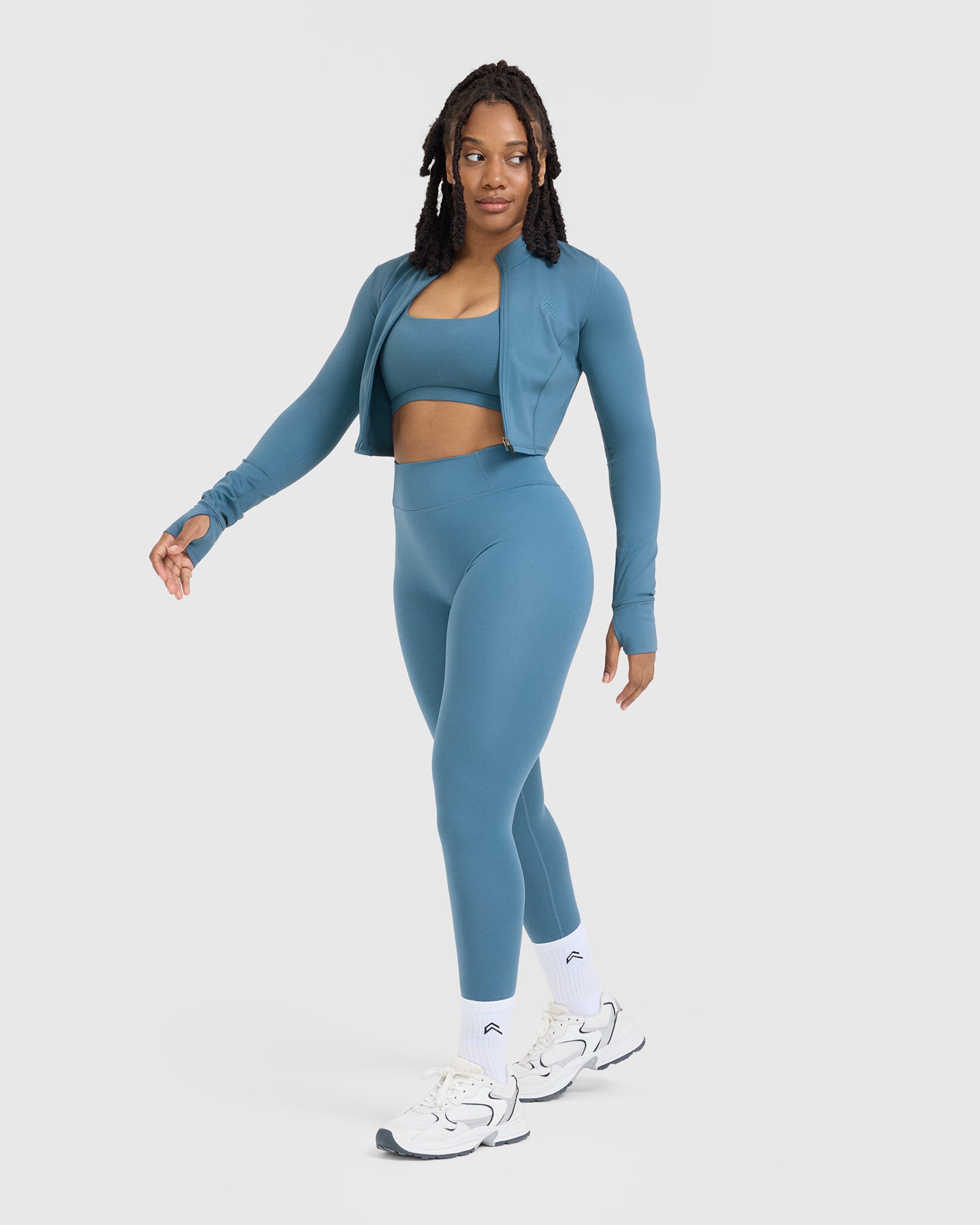 Timeless Women's Crop Jacket in Moonstone Blue - Lightweight Spring/Summer Outerwear for Casual Outings & Date Nights