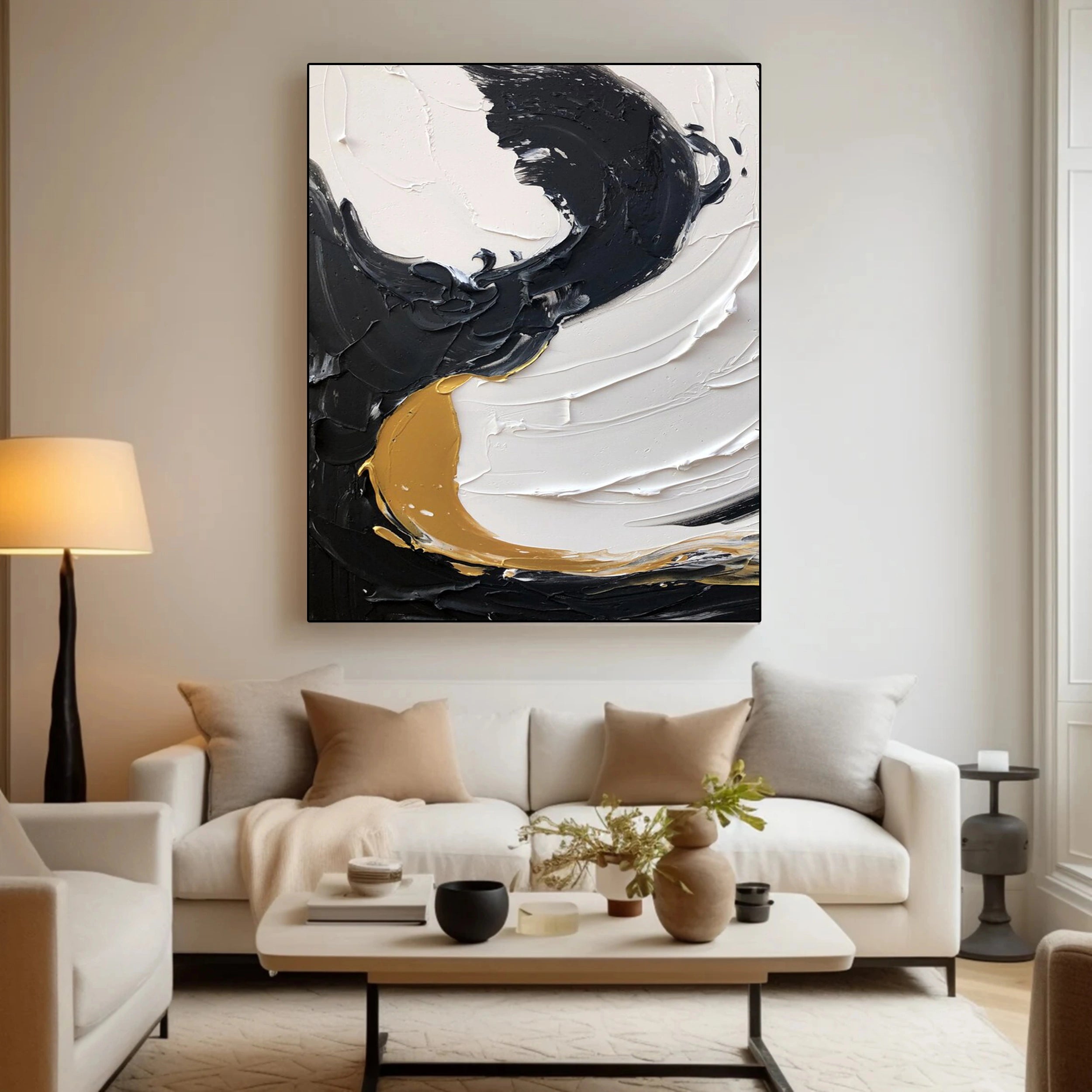 Black and White Textured Minimalist Wall Art Print #MZ069 - Modern Abstract Home Decor for Living Room, Bedroom & Office