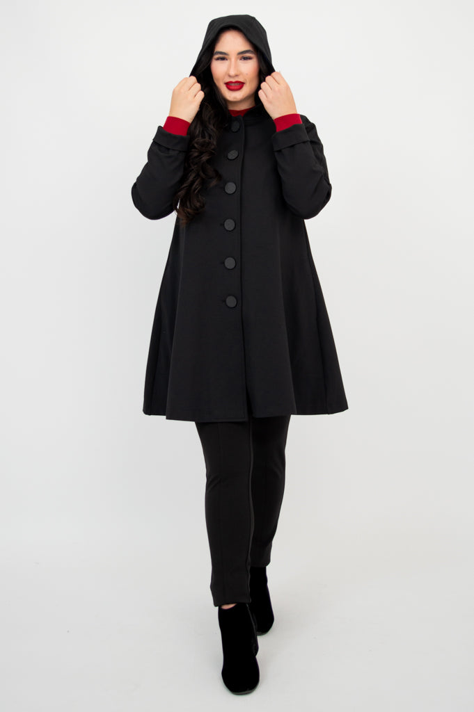 Florence Coat for Women - Soft Modal Fabric, Black Winter Trench Coat - Perfect for Office, Date Night & Cold Weather