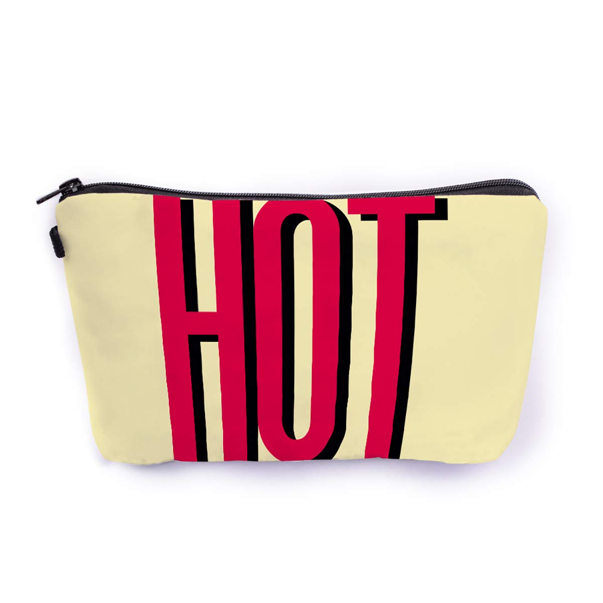 Crazyify Hot Red Canvas Cosmetic Bag for Women - Travel Makeup Pouch with Zipper, Toiletry Storage Organizer | Perfect for Travel, Gym, and Daily Use