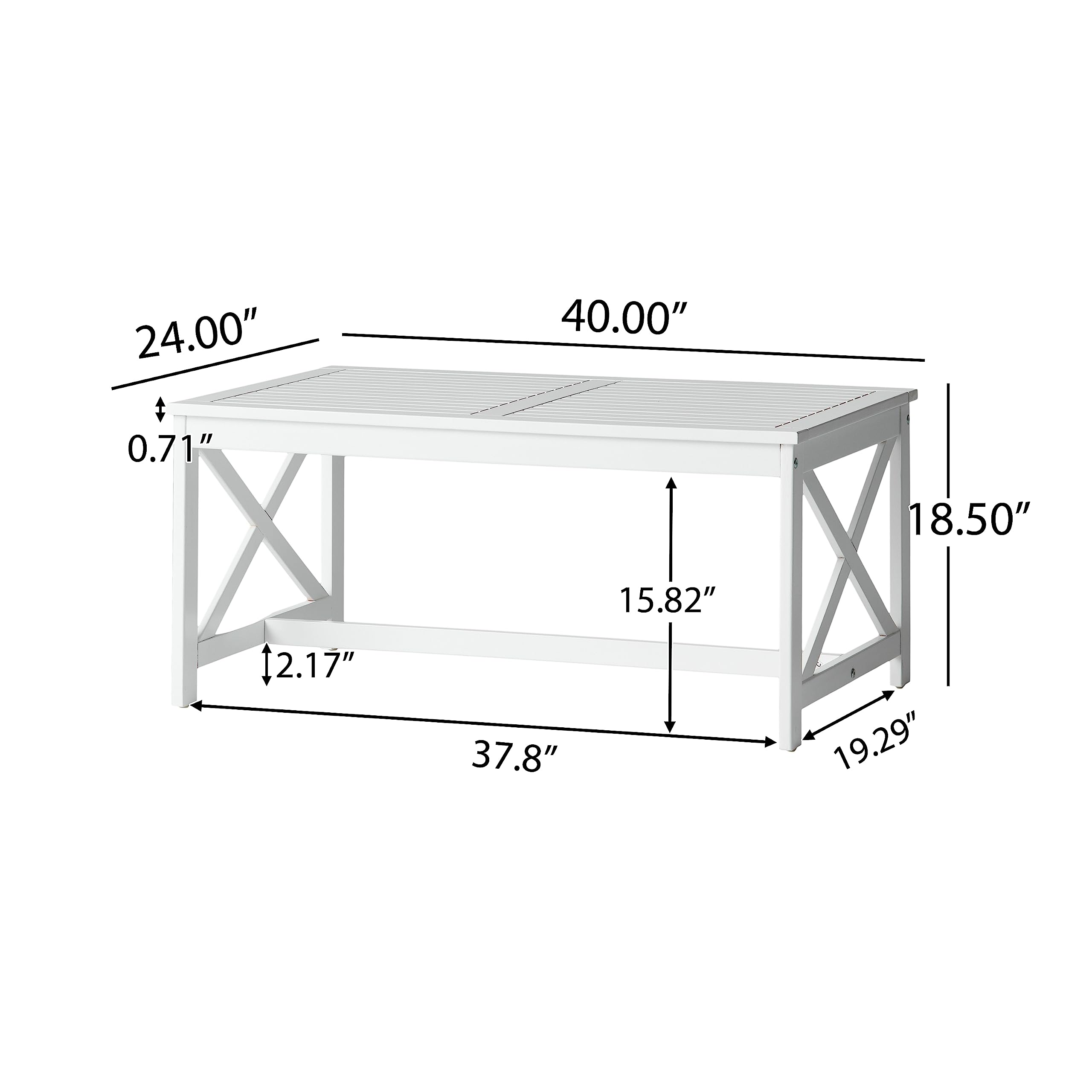 Christopher Knight Home Ivan Outdoor Acacia Wood Coffee Table - Weather-Resistant White Finish - Perfect for Patio, Garden, and Poolside Decor