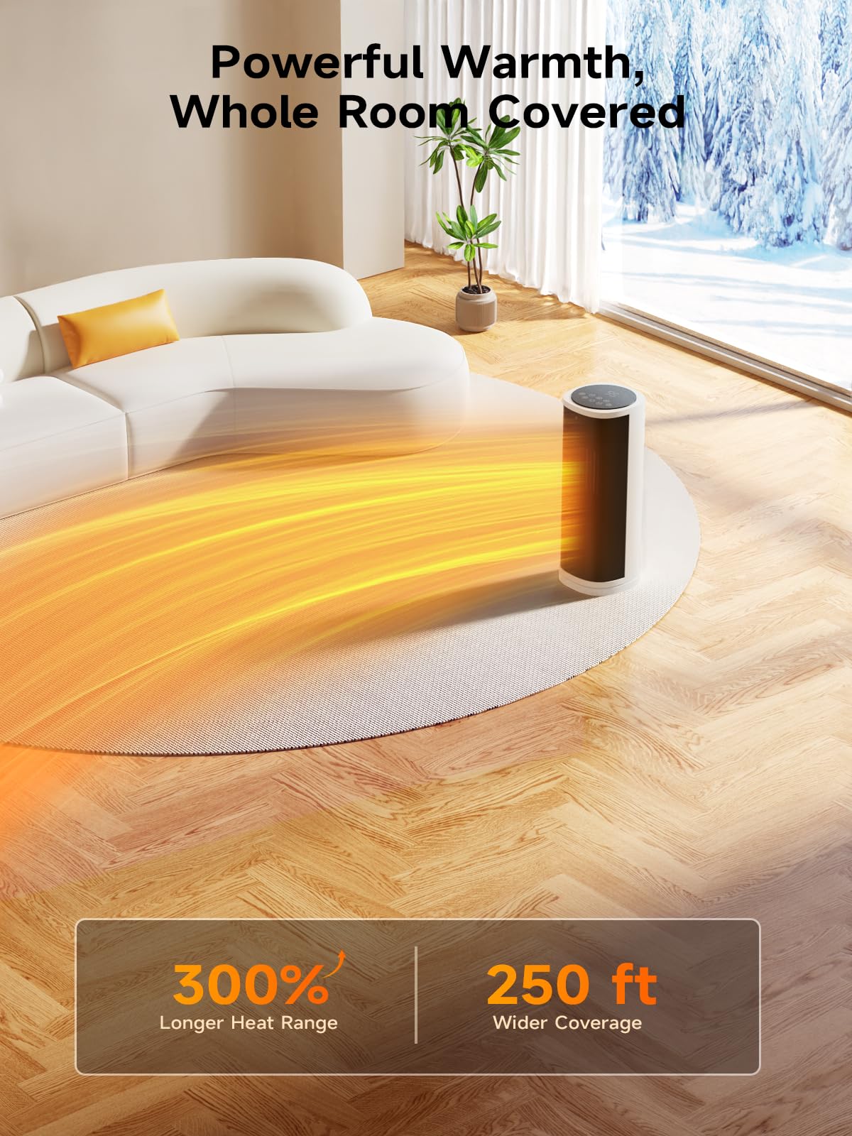 1500W Portable Ceramic Space Heater with Thermostat & Remote - 60° Oscillation, 12H Timer, Fast Heating for Bedroom, Home Office | Indoor Electric Heater for Winter Warmth & Energy Efficiency