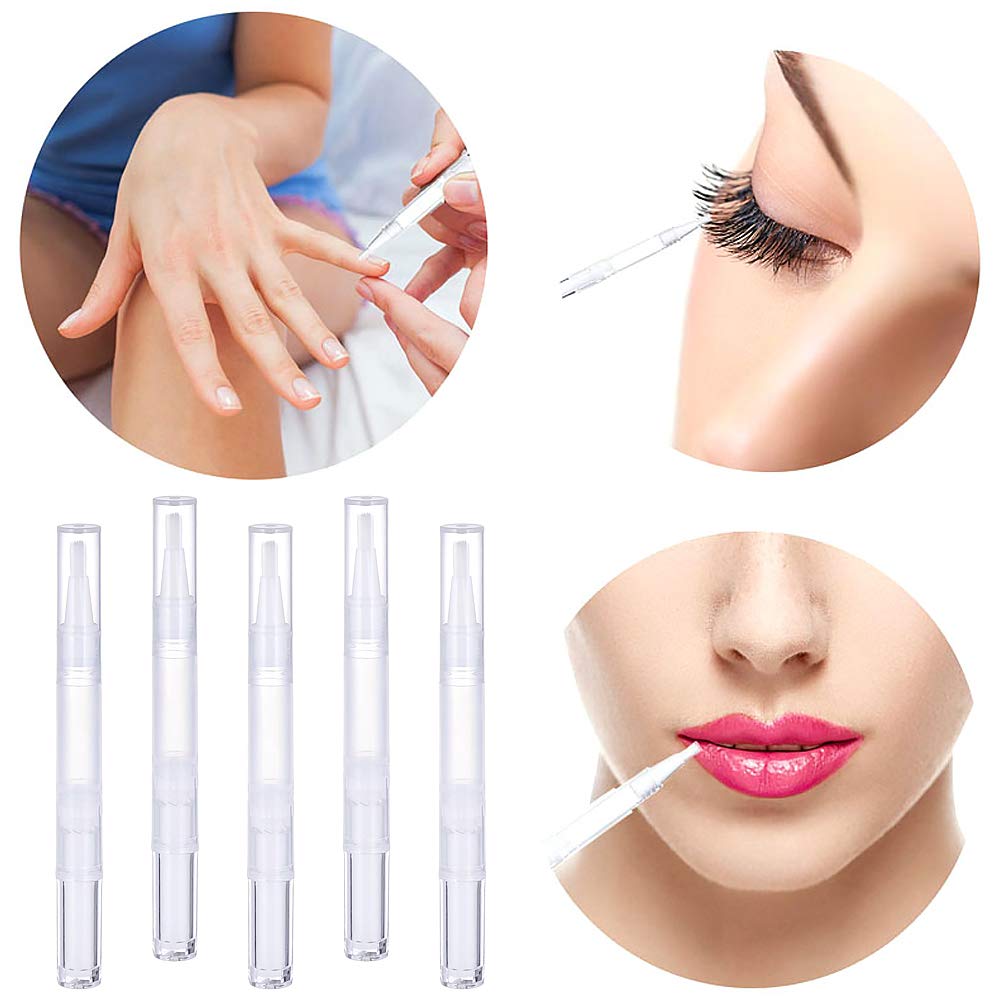 20Pcs 3ml Empty Transparent Twist Pens with Brush - Refillable Nail Oil & Cuticle Oil Pen Set - Includes 2 Transfer Pipettes for Lip Gloss, Teeth Whitening & DIY Cosmetics - Perfect for Salon, Home Manicure & Beauty Storage