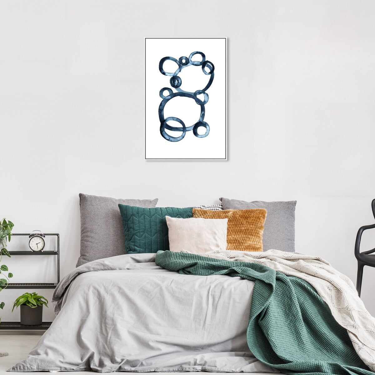 Bear Bubbles Canvas Wall Art - Modern Baby Bear Finger Painting Nursery Decor - White Framed Contemporary Print for Boys Room - Perfect for Kids Bedroom, Playroom & Baby Shower Gift
